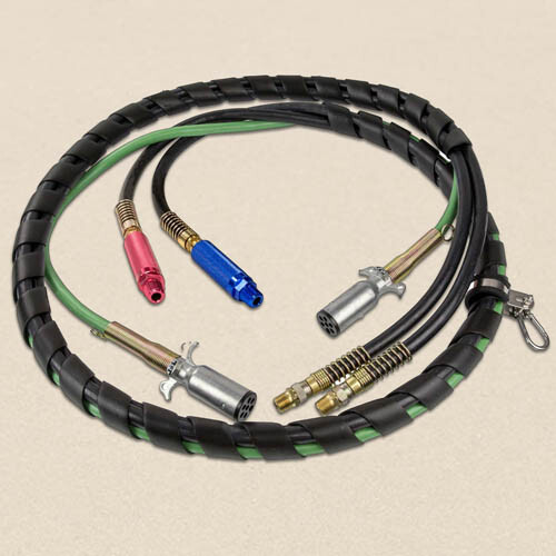 12' 3-IN-1 WRAP - 7 WAY ELECTRICAL TRAILER CORD CABLE ABS & AIR LINE HOSES