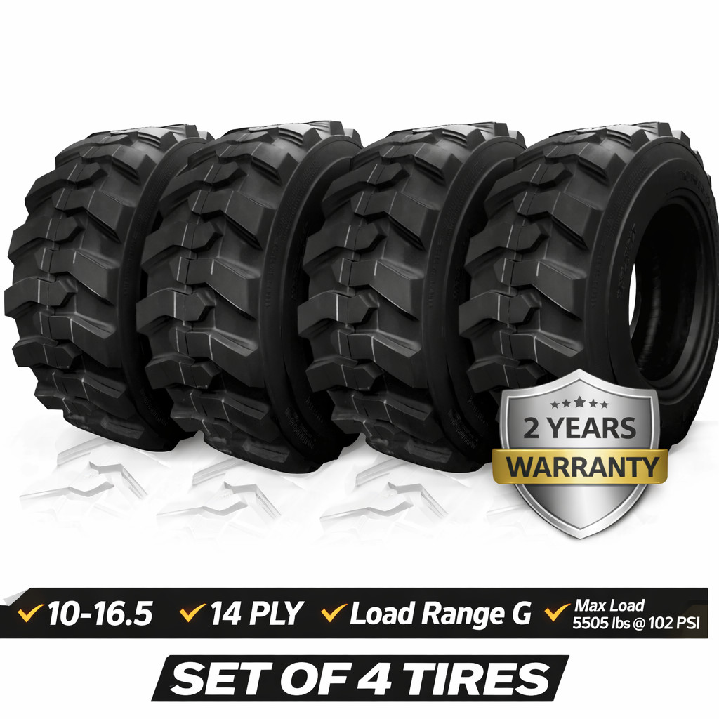 4 10-16.5 14PR Skid Steer Tires fits BOBCAT HAFLINGER TRAC-KING Heavy Duty 10165