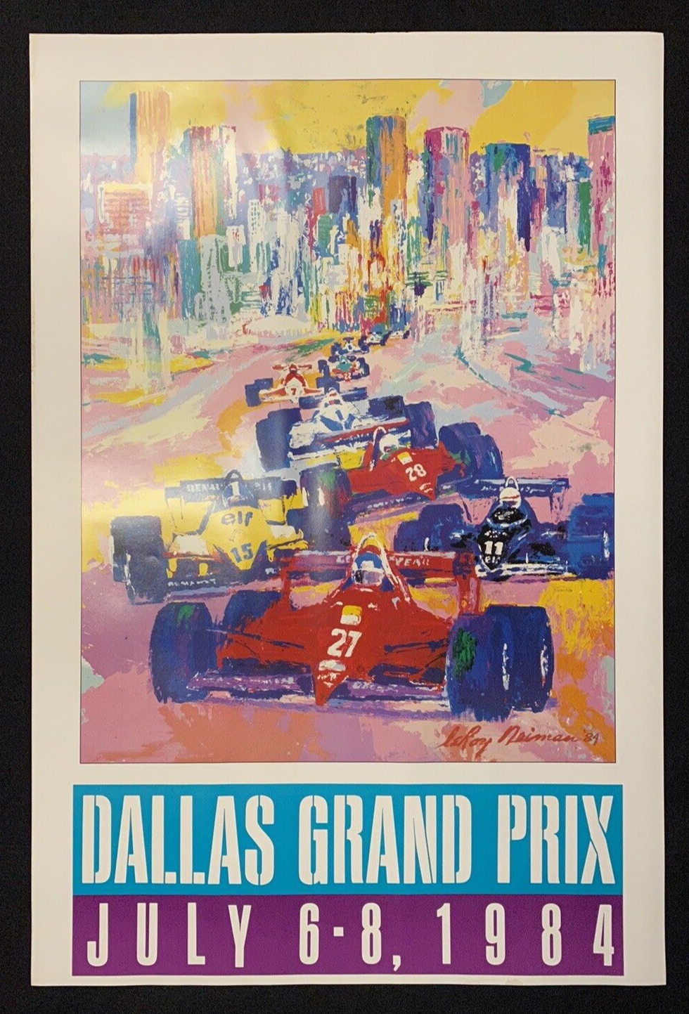 1984 LEROY NIEMAN DALLAS GRAND PRIX ORIGINAL ADVERTISING PRINT!RACE DECOR!GIFT:)