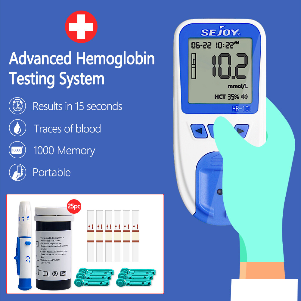 Blood Hemoglobin Meter Analyzer Anemia Monitor Test HB & HCT with 25pcs Strips