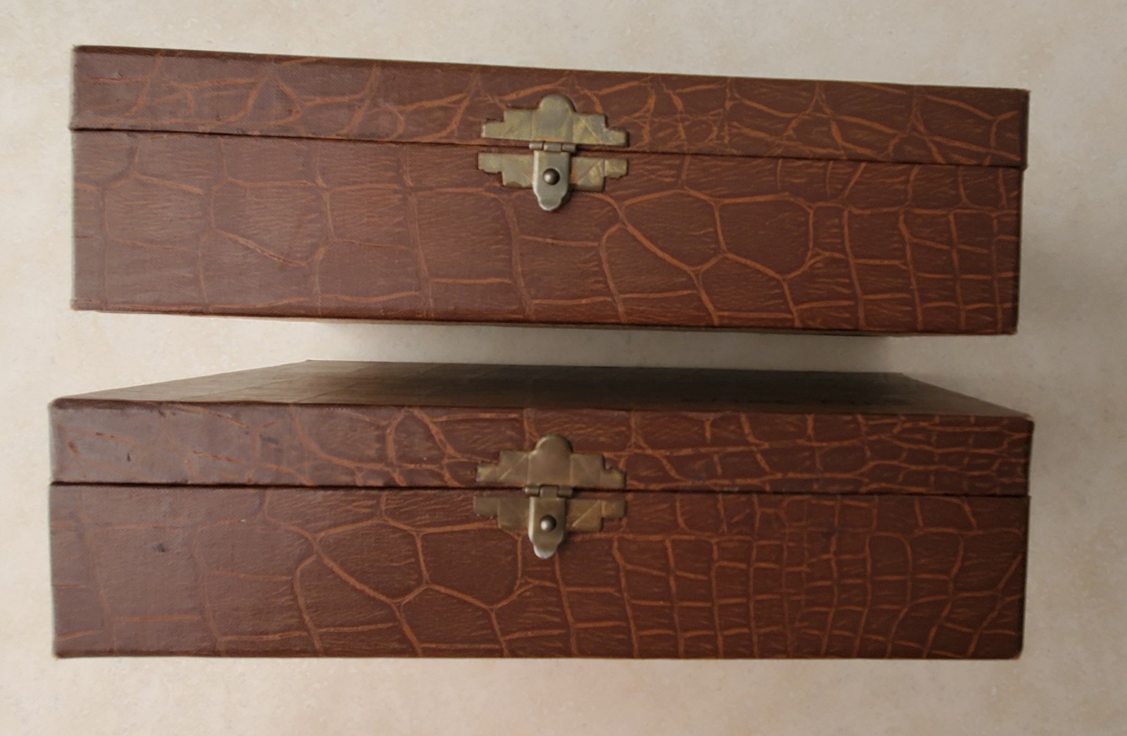 2 Vintage 1950s 35mm Slide File Cases Boxes storage 10 x 6 x 2.75 100 slides ea