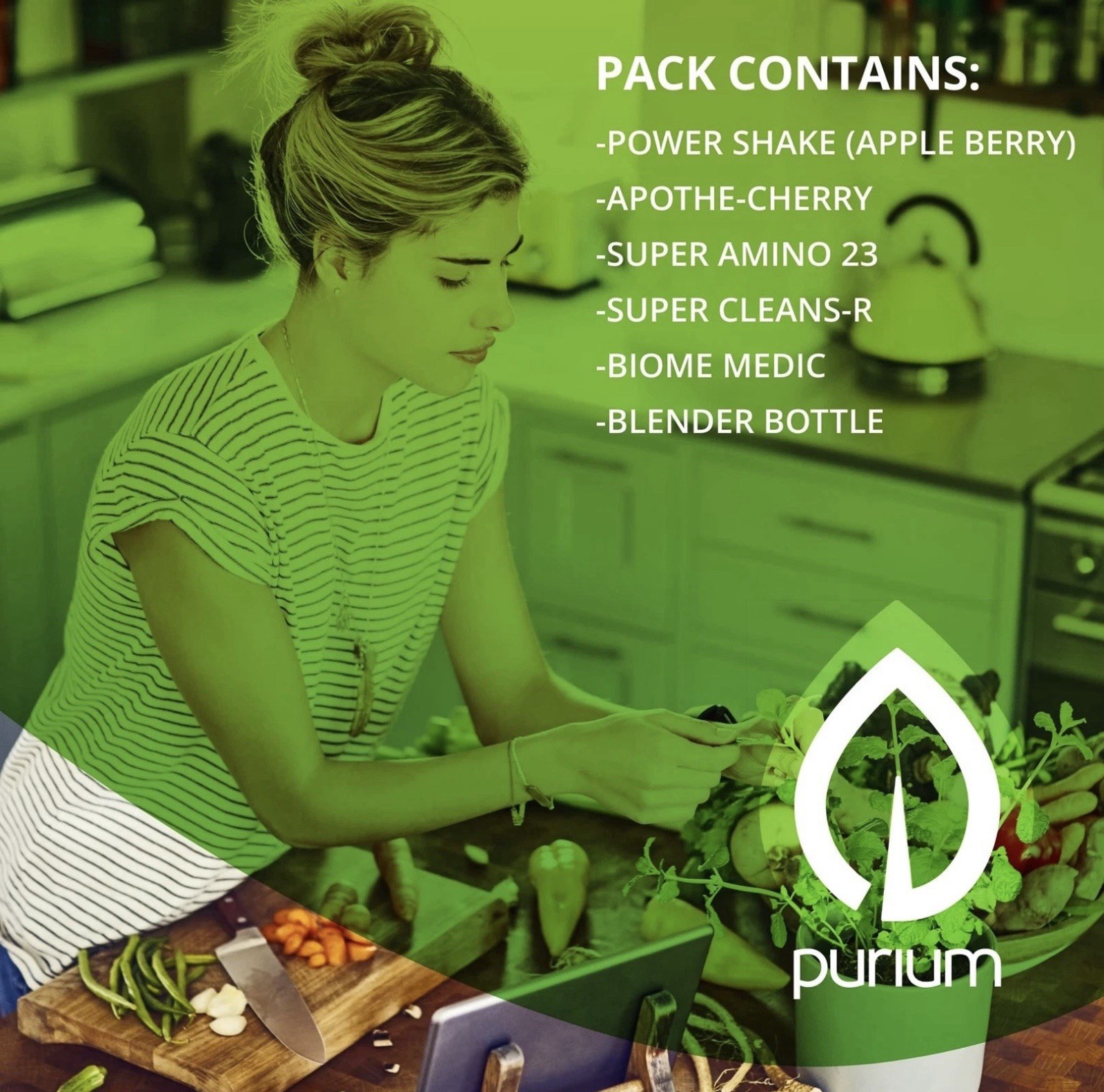 Purium Cleansing + Fitness Bundle - Includes Power Shake Apple Berry Apothe-C...