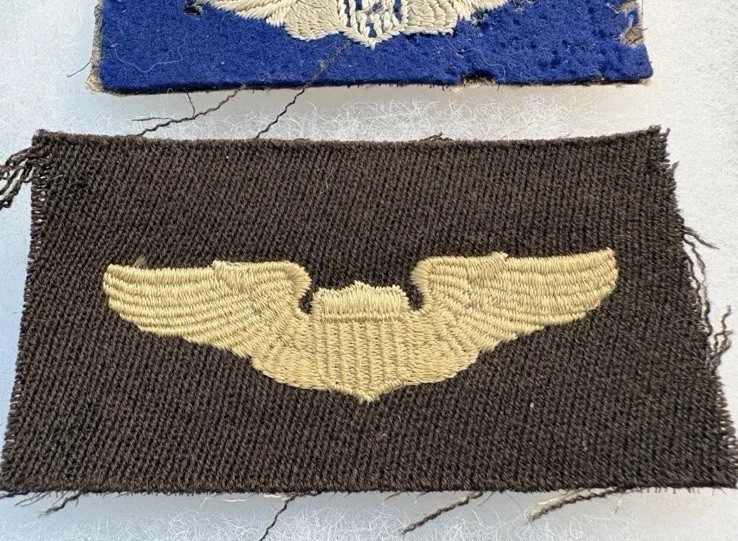 3 Vintage USAAF / 8th AAF Pilot Wings ~ Bullion & Wool British Made / OD US made