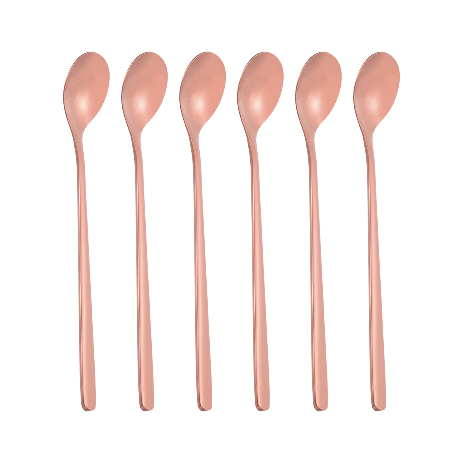 Long Handle Iced Tea Spoon, 6 Pcs 6" Stainless Steel Long Spoons, Rose Gold