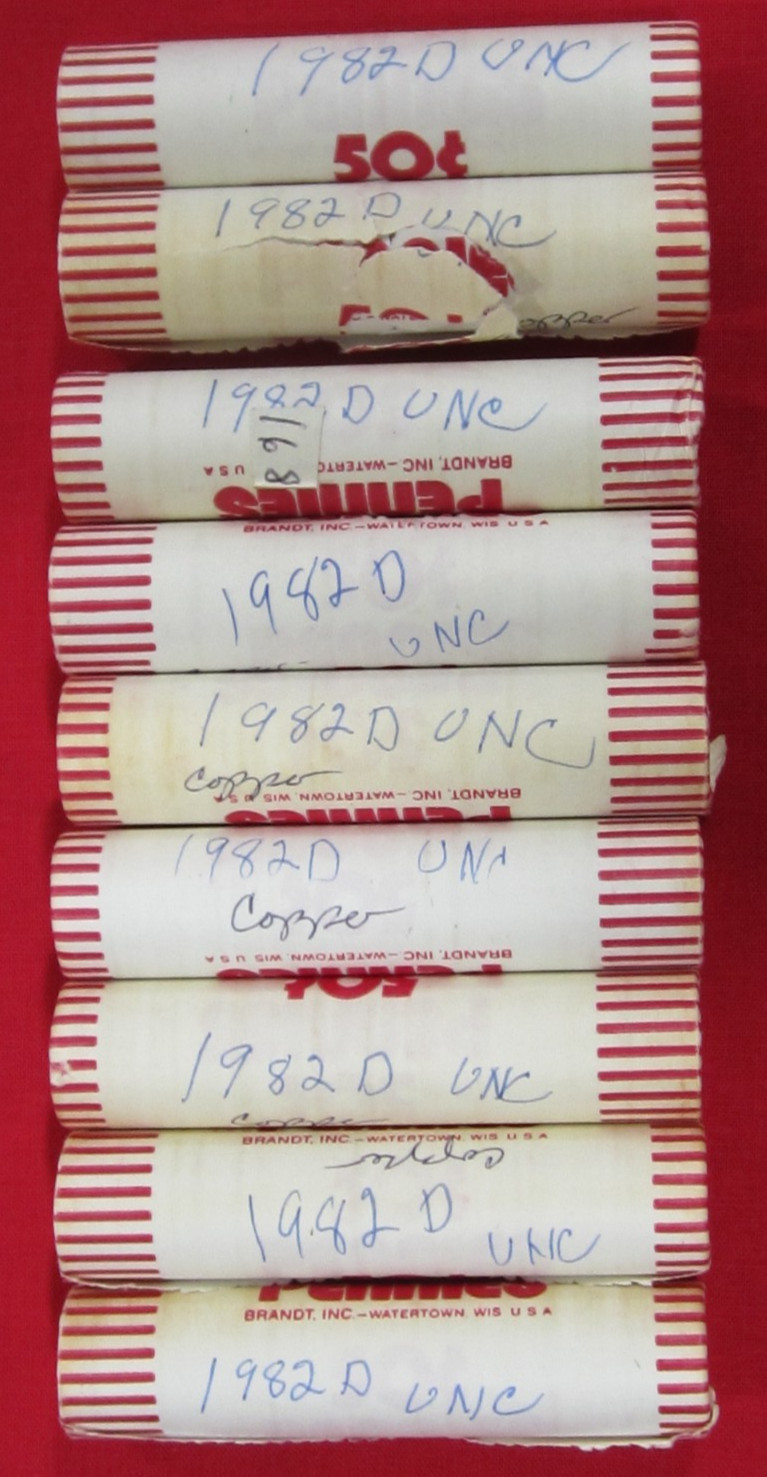 1982 D Lincoln Memorial Cent Roll - LD - 95% Copper - Uncirculated - One Roll