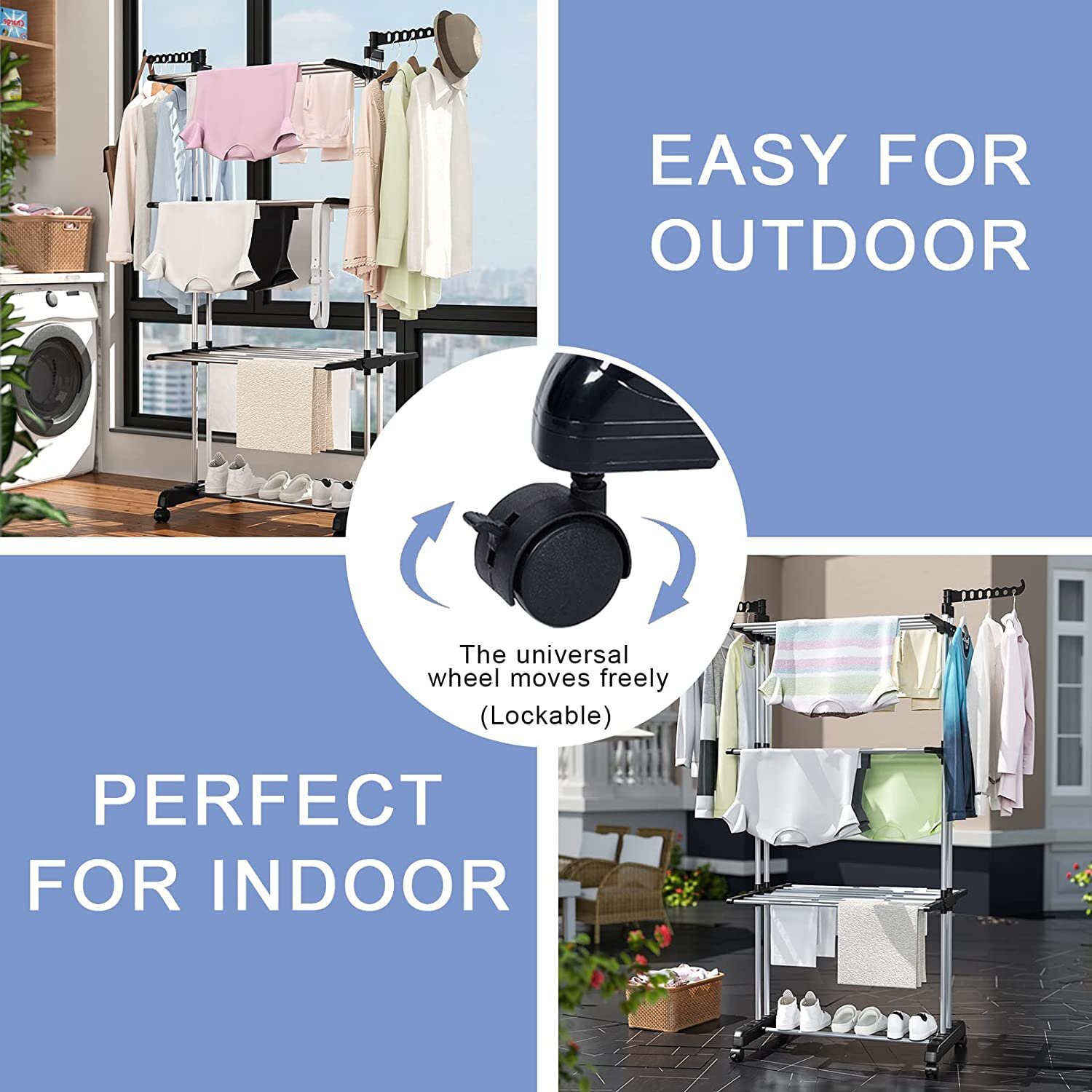 Clothes Drying Rack Folding Clothes Rail Clothe Rack Laundry Garment Dryer Stand