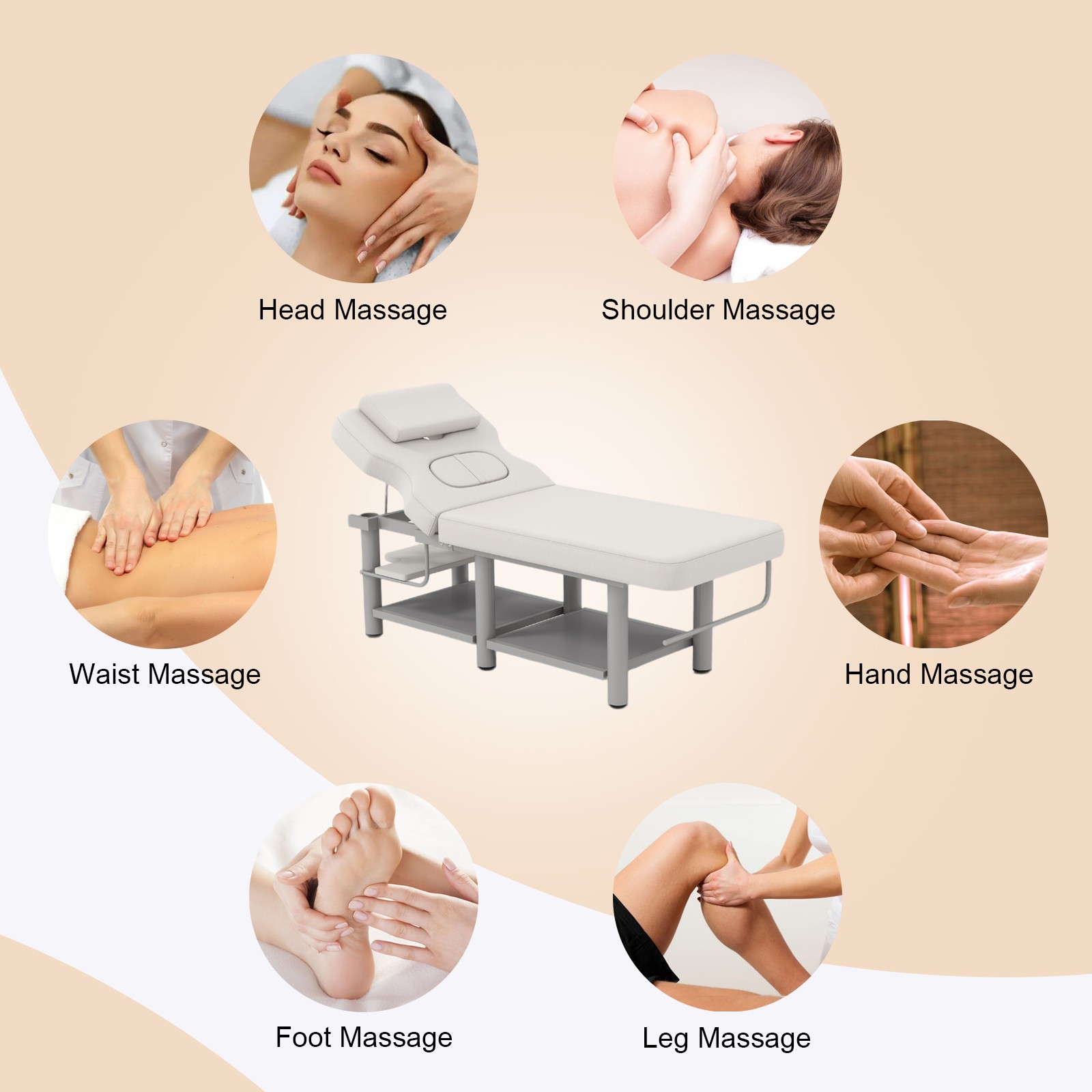 Pro Massage Treatment Table Facial Bed Adjust Backrest Open-Chest Salon Beauty