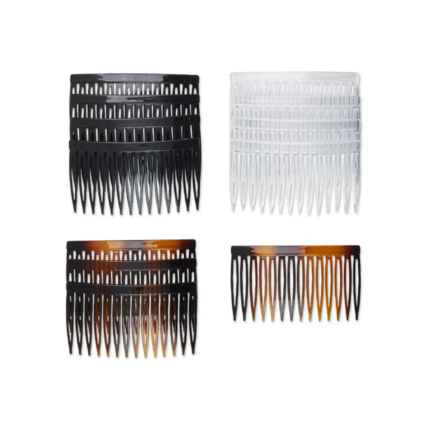 Scunci Plastic Side Hair Combs 12 Ct – Black, Clear & Tortoise Shell