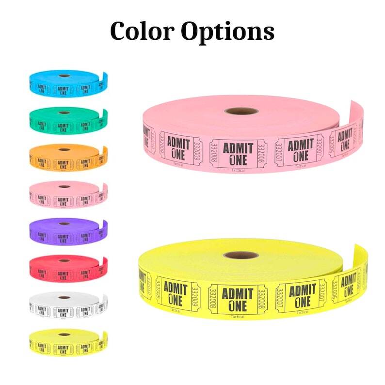 Raffle Tickets Roll Pink Yellow Pastel Admit One Ticket for Carnival Party
