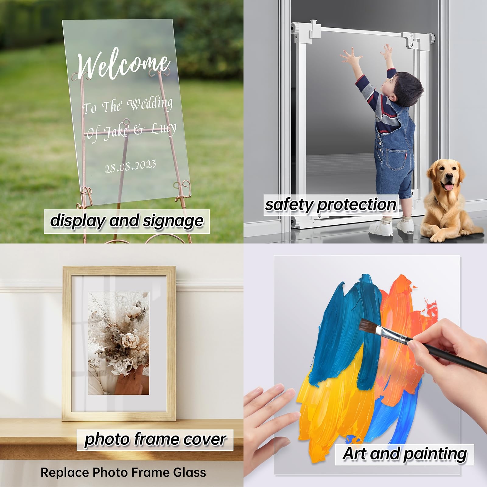 24x36 Inch Plexiglass Panels/Plastic Sheet (2Pack, 0.03" Thick) - Shatterproo...