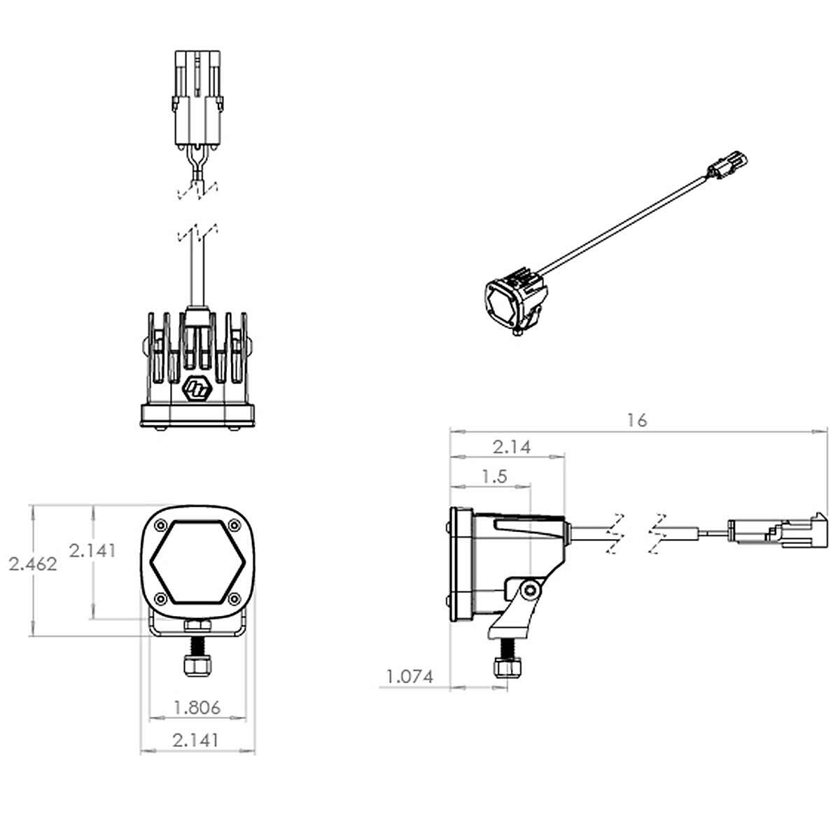 Baja Designs® S1 LED 2-inch Pod Lights Pair (Spot Pattern) w/Wire Harness