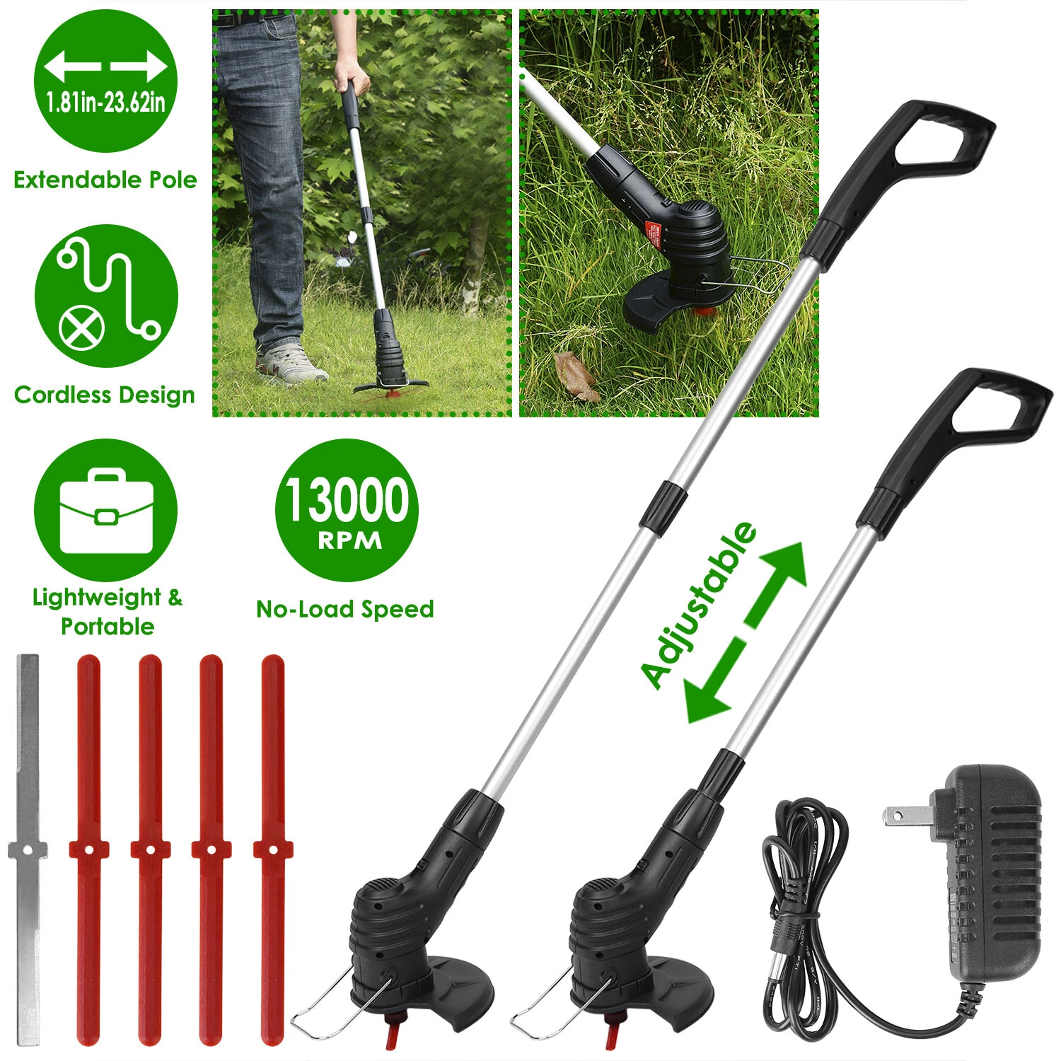 Extendable Electric Weed Lawn Eater Grass String Trimmer Mower Cordless Cutter