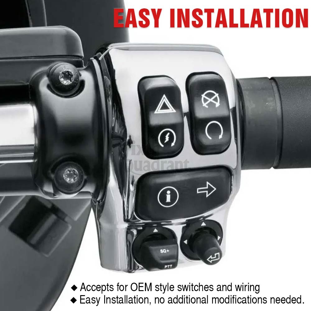 For Harley Touring Street Road Glide Chrome Handlebar Control Switch Housing