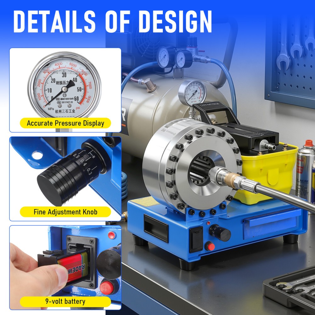 Pneumatic Hydraulic Hose Crimper High Pressure Hose Clamping Machine 40Mpa 8 Die