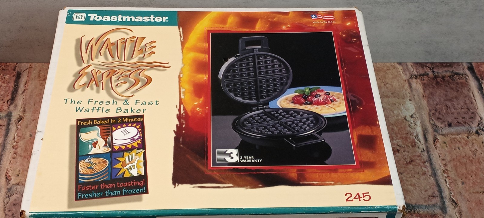 Vintage Toastmaster Waffle Express #245 Waffle Baker Factory Sealed NOS