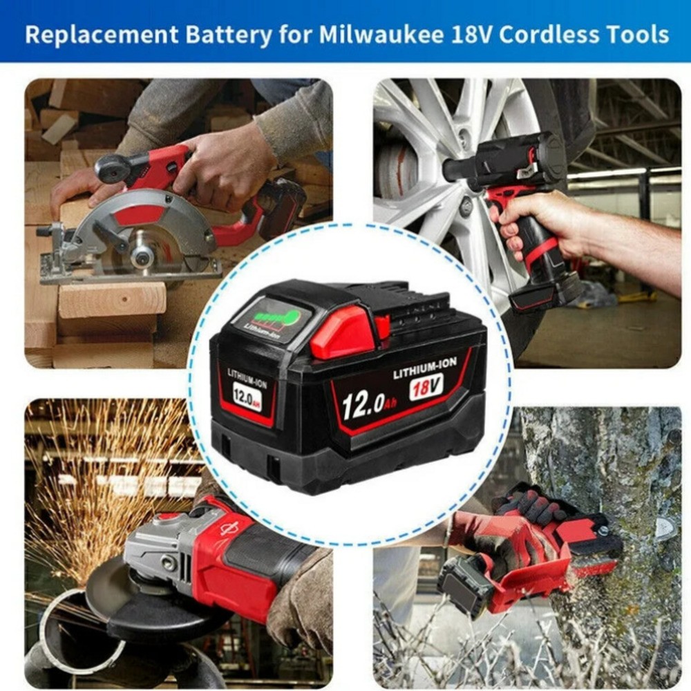 2 Pack For Milwaukee for M18 12.0AH Battery Lithium Extended Capacity 48-11-1812