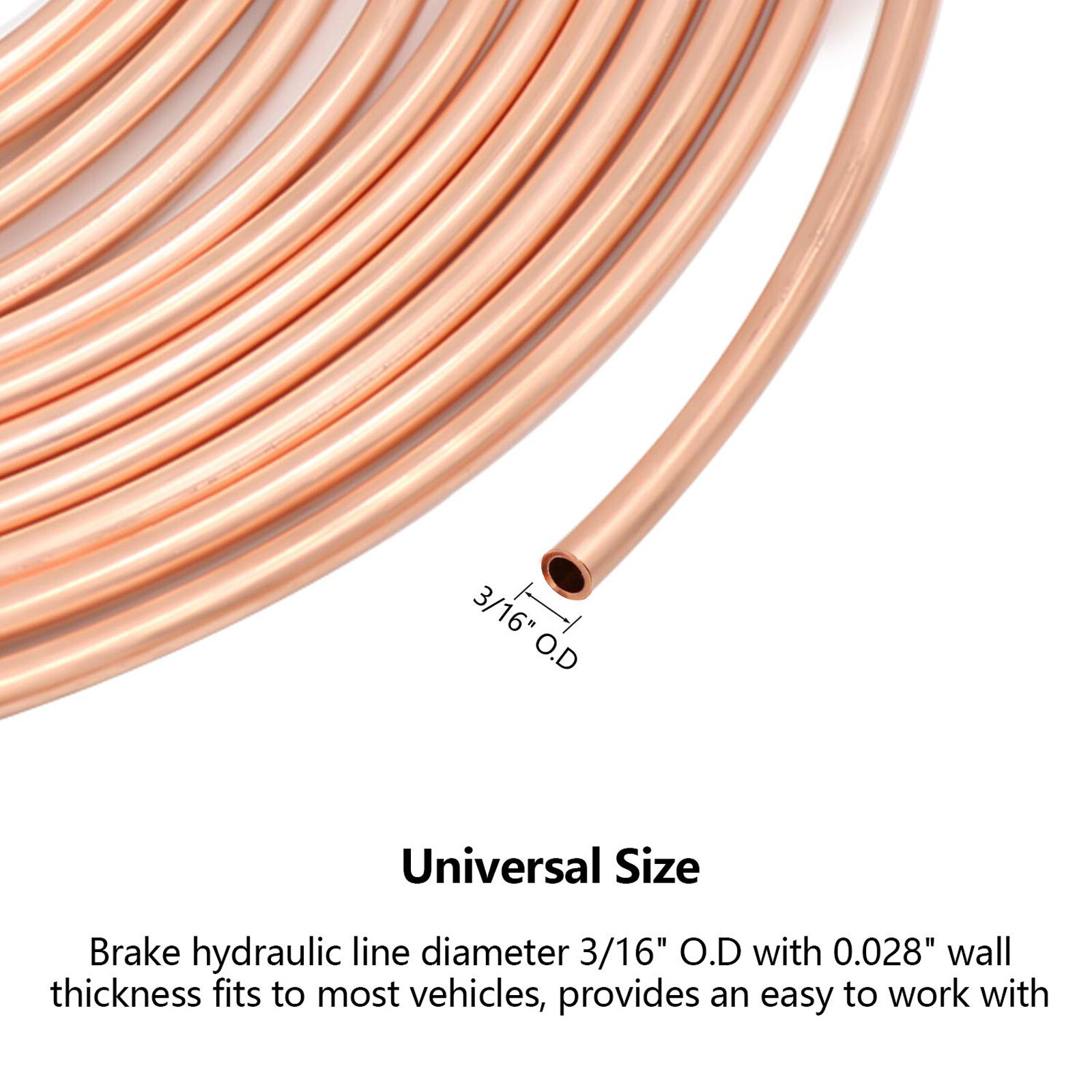 2× Copper Nickel Brake Line Tubing Kit 3/16″ OD 25FT Coil Roll All Size Fitting