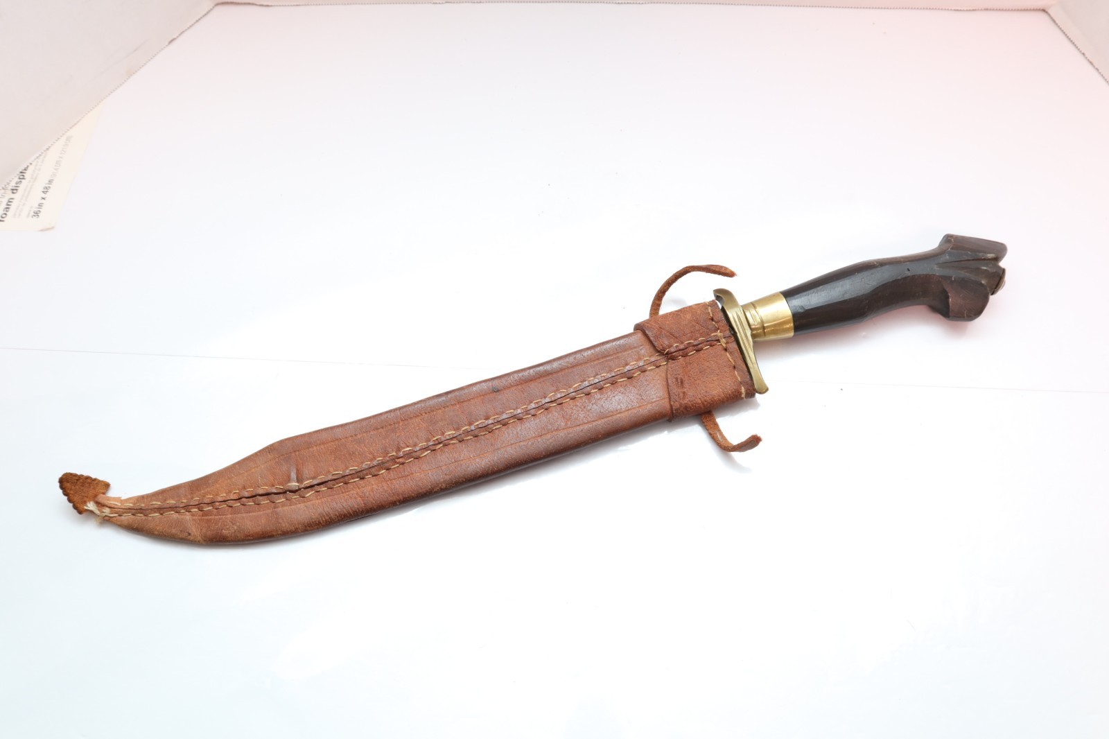Vintage Philippine Negrito Bolo Knife - 22" Kriss Dagger Leather Sheath Filipino