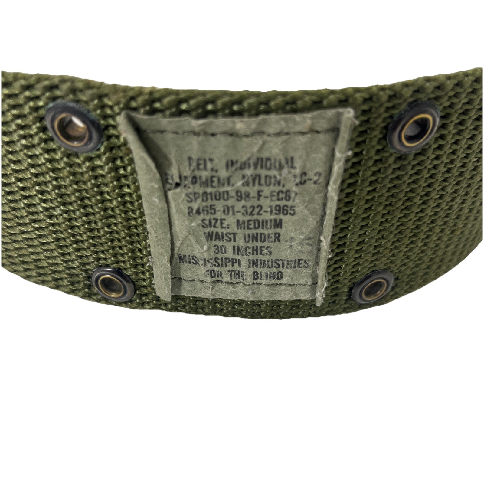 US Military Nylon Individual Equipment Belt OD Green Size Medium