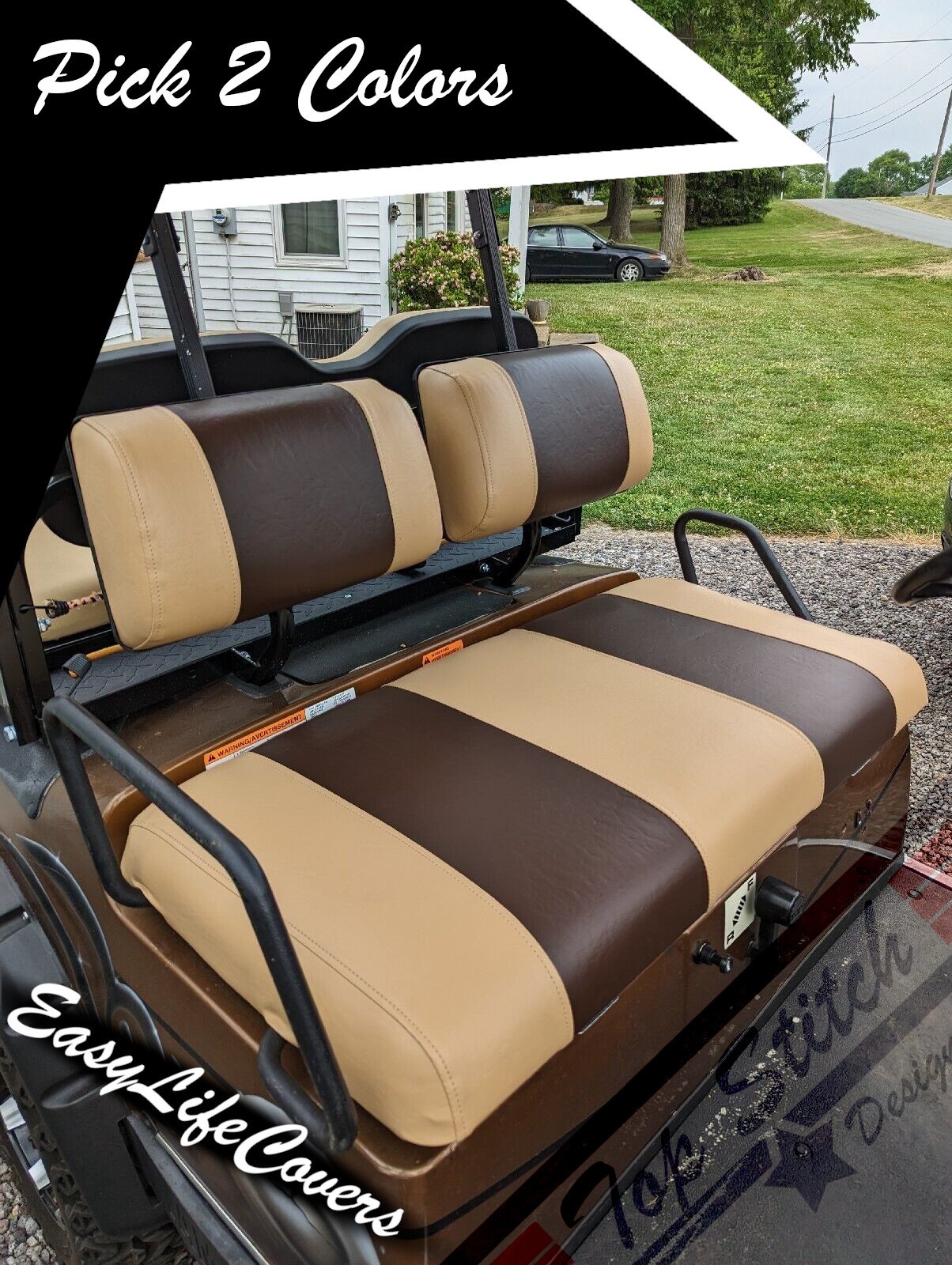 NEW Vinyl YAMAHA G 2,8,9 Golf Cart Custom Front Seat Covers Set Staple On DIY