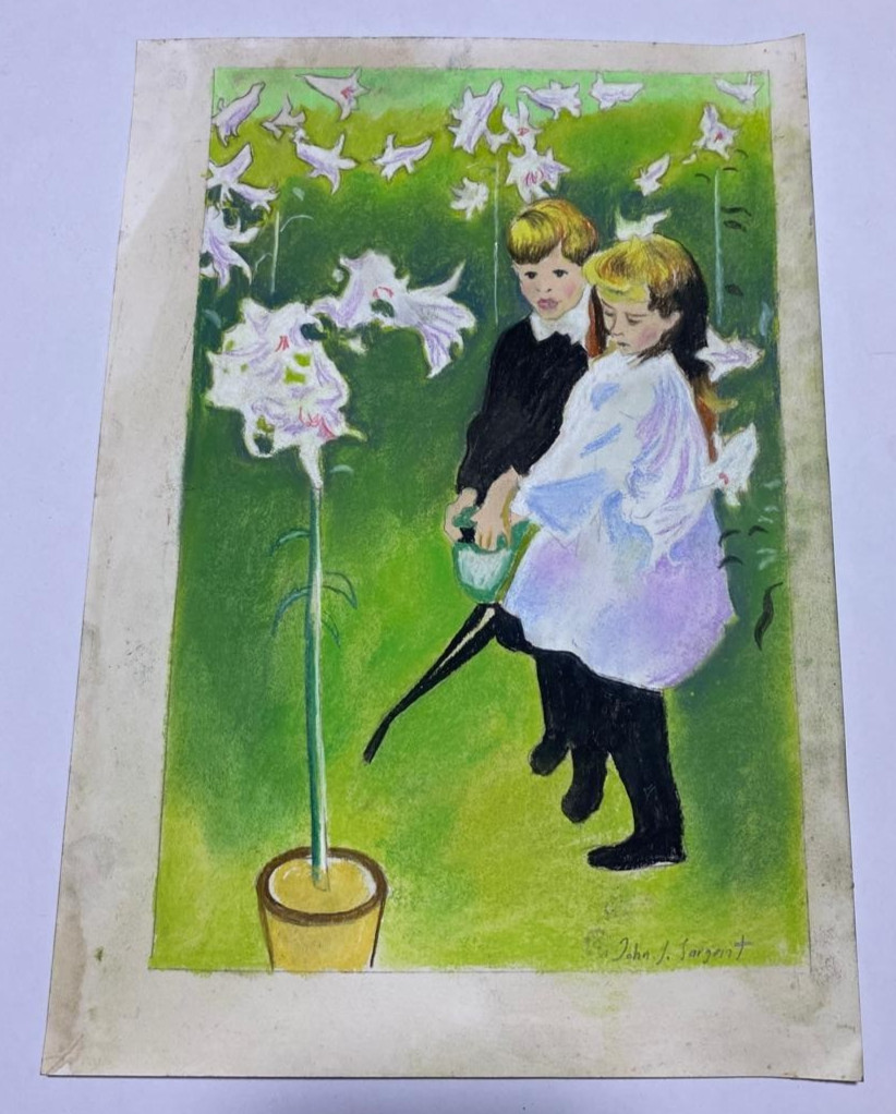 JOHN SINGER SARGENT Drawing on paper (Handmade) signed and stamped mixed media.