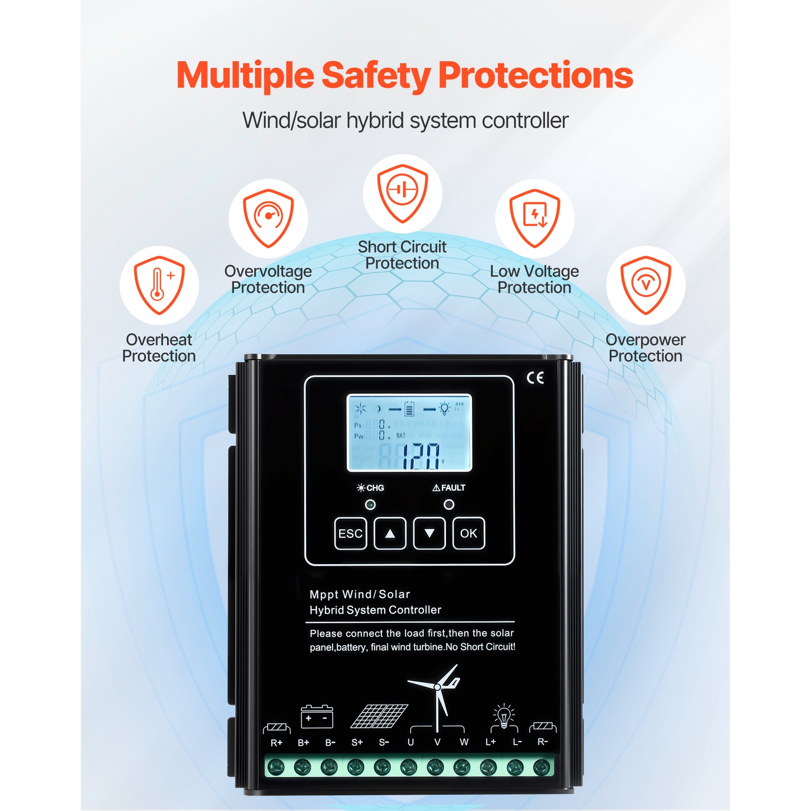 Uimoso 12V 400W Solar and Wind Energy Kit with 2x100W Solar Panels 200W Turbine