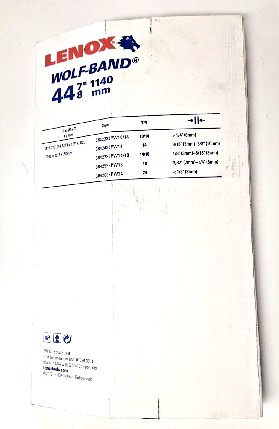 44-7/8" x 1/2 x 18 TPI Band Saw Blades Lenox Wolf-band 3842538PW18 LOT OF 25
