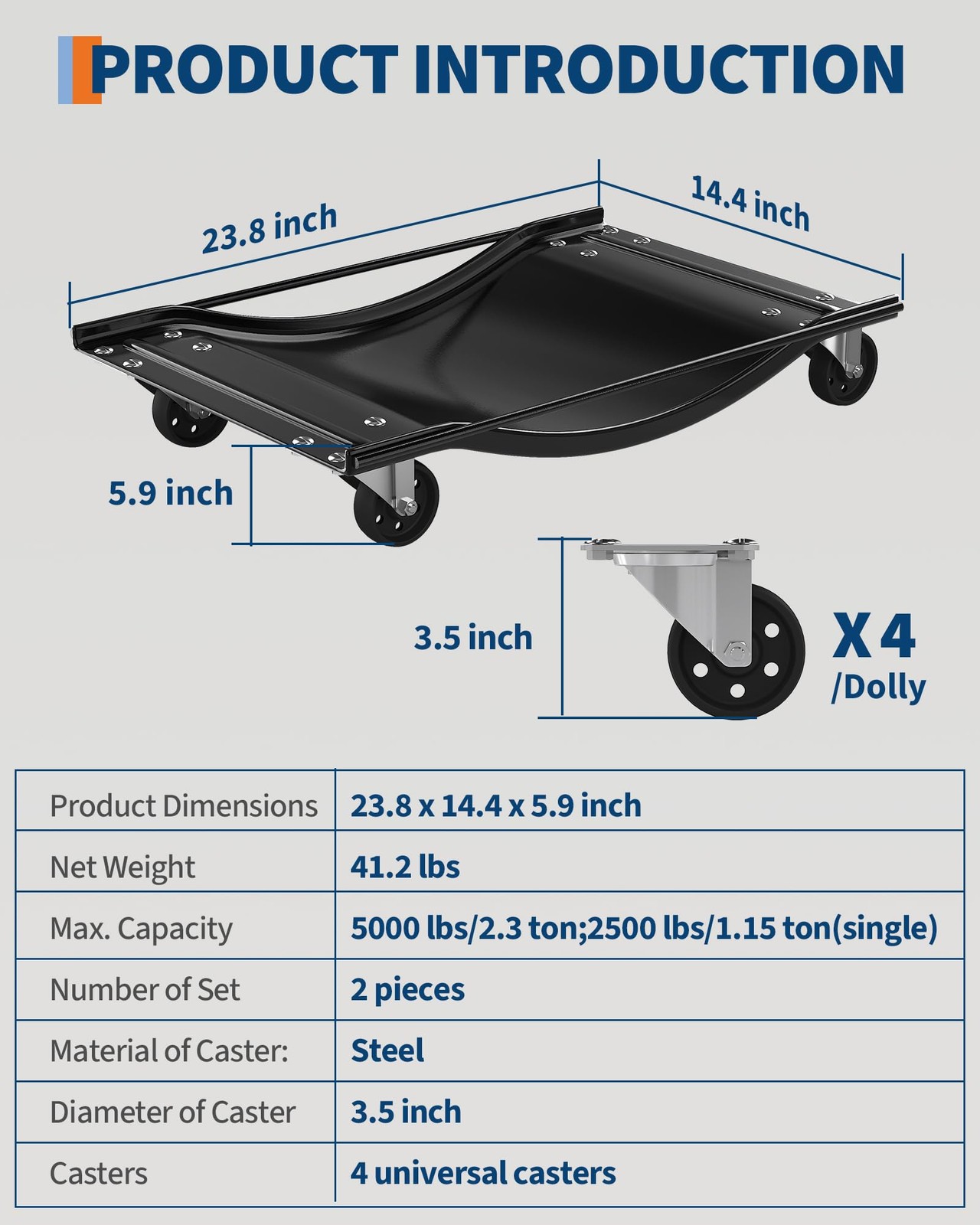 Car Dolly Set of 4 Heavy Duty 10,000 LBS Wheel Vehicle Dollies for Moving Car