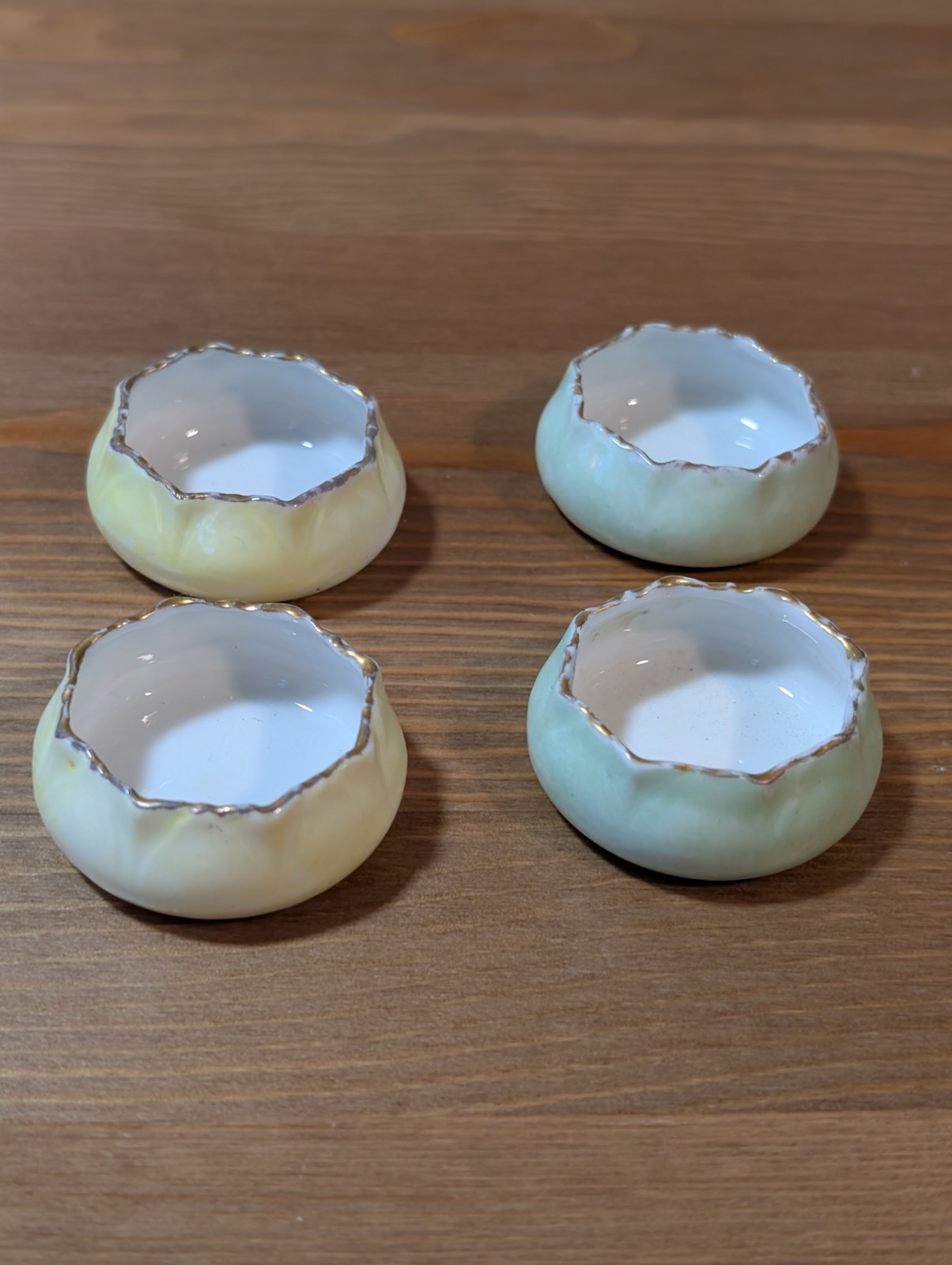 Limoges France Pastel Gold Luster Trim Porcelain Open Salt Cellars, Lot 4