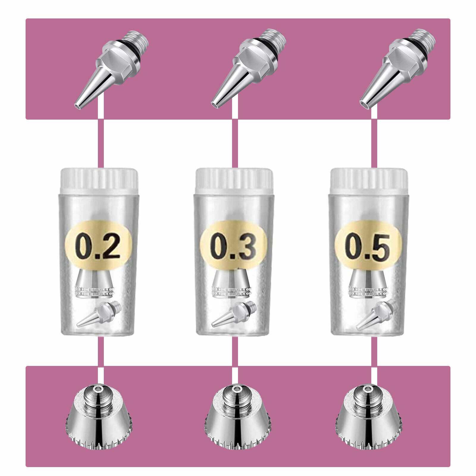 0.2/0.3/0.5mm Airbrush Nozzle Needle Set for Airbrushes Spray Gun Replacement