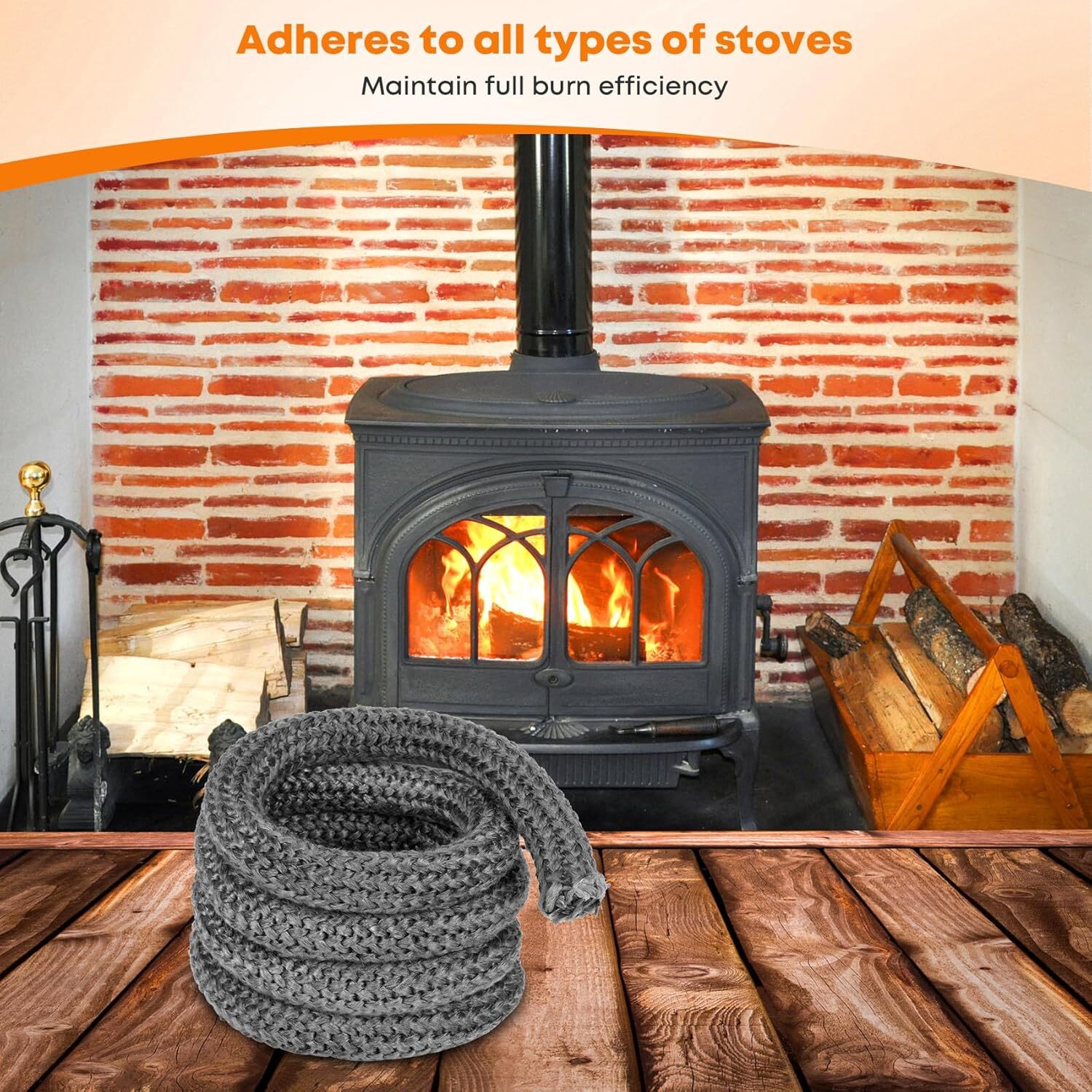 Wood Stove Gasket Graphite Impregnated Fiberglass Rope Seal Rope Replacement
