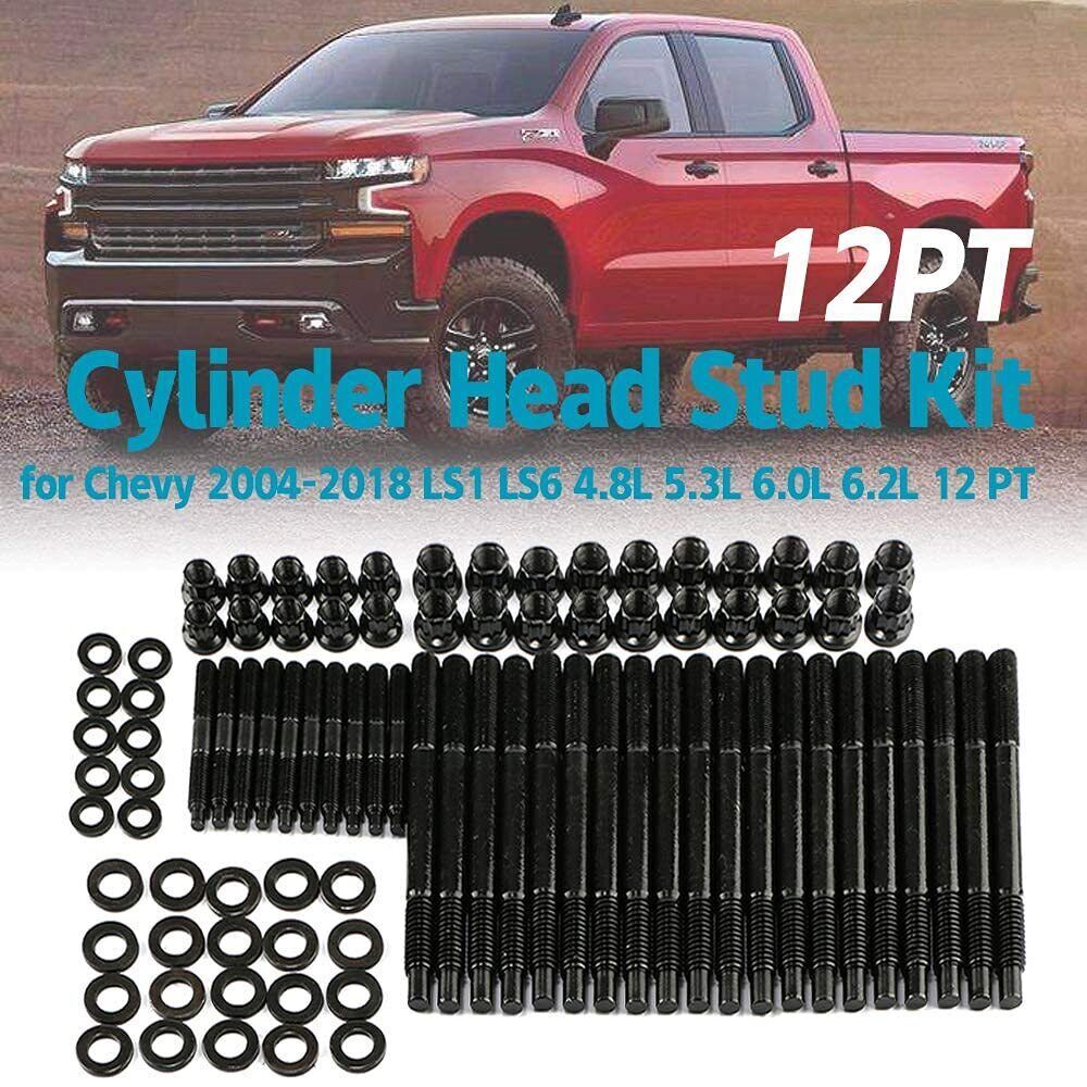 Head Studs Bolts Kit Black For 2004-2020 Chevy GM 4.8L 5.3L 5.7L 6.0L 6.2L 7.0L