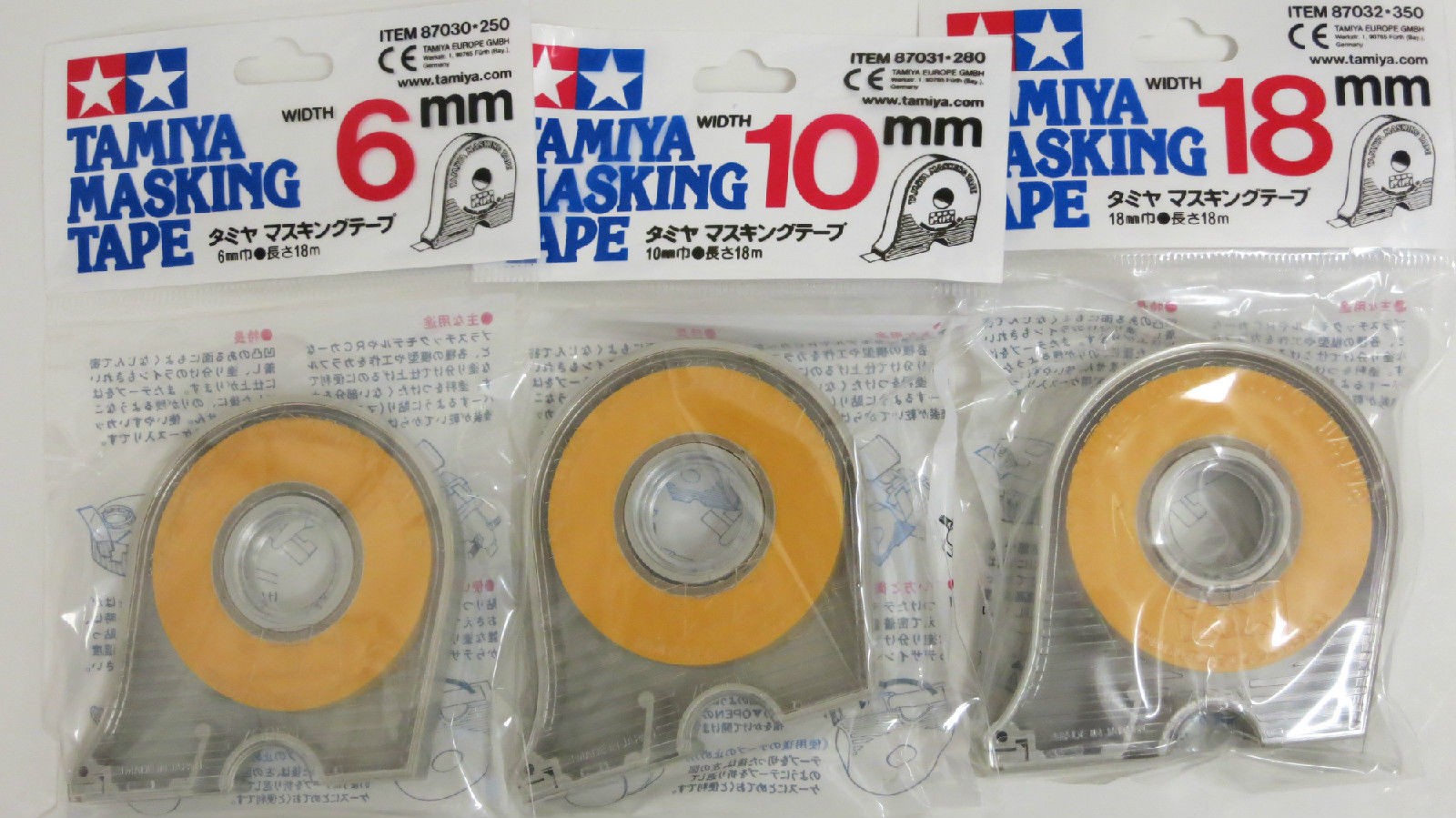Tamiya 87030C Masking Tape w/ Dispensers Combo Pack 6mm-10mm-18mm