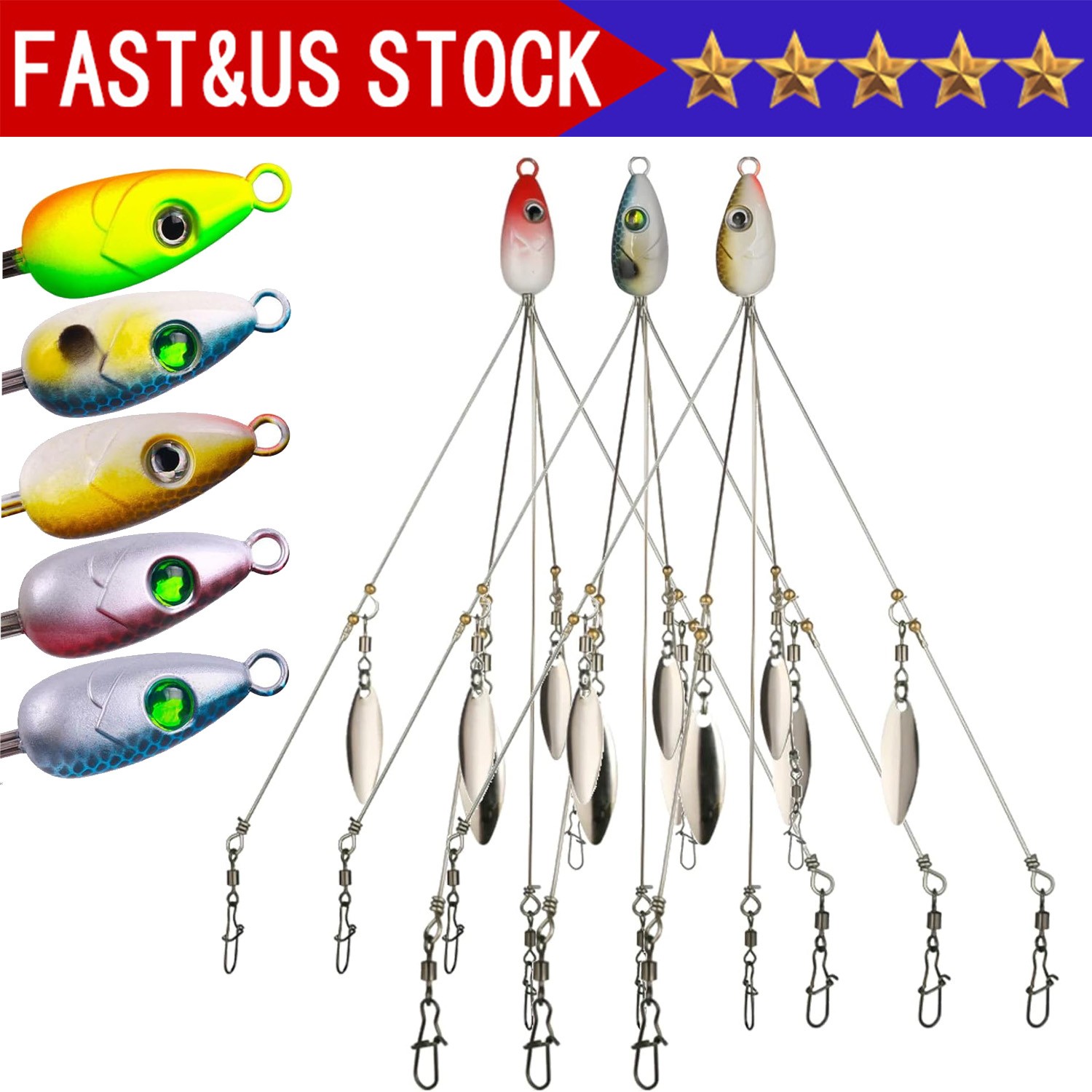 Umbrella Alabama Rig 4 Blades 5 Arms Alabama Rig Bass Fishing Lure Bait Tool New