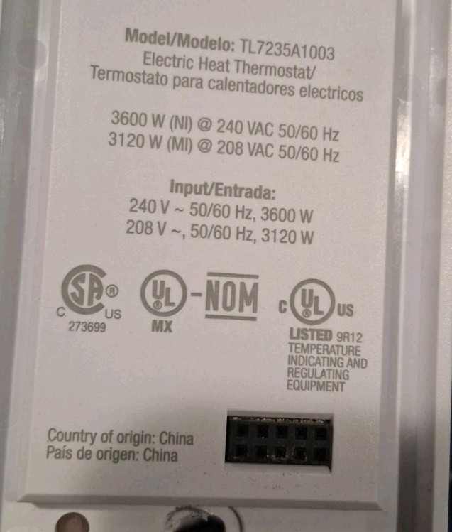 Honeywell TL7235A1003 LineVoltPro Digital Electric Heat thermostat