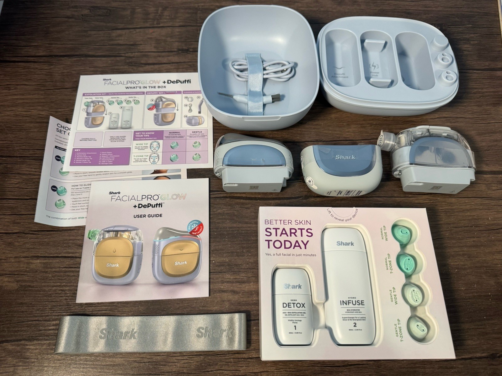 Shark Facial Pro Glow Extract, Hydrate & Depuff At Home Radiant Glow OPEN BOX