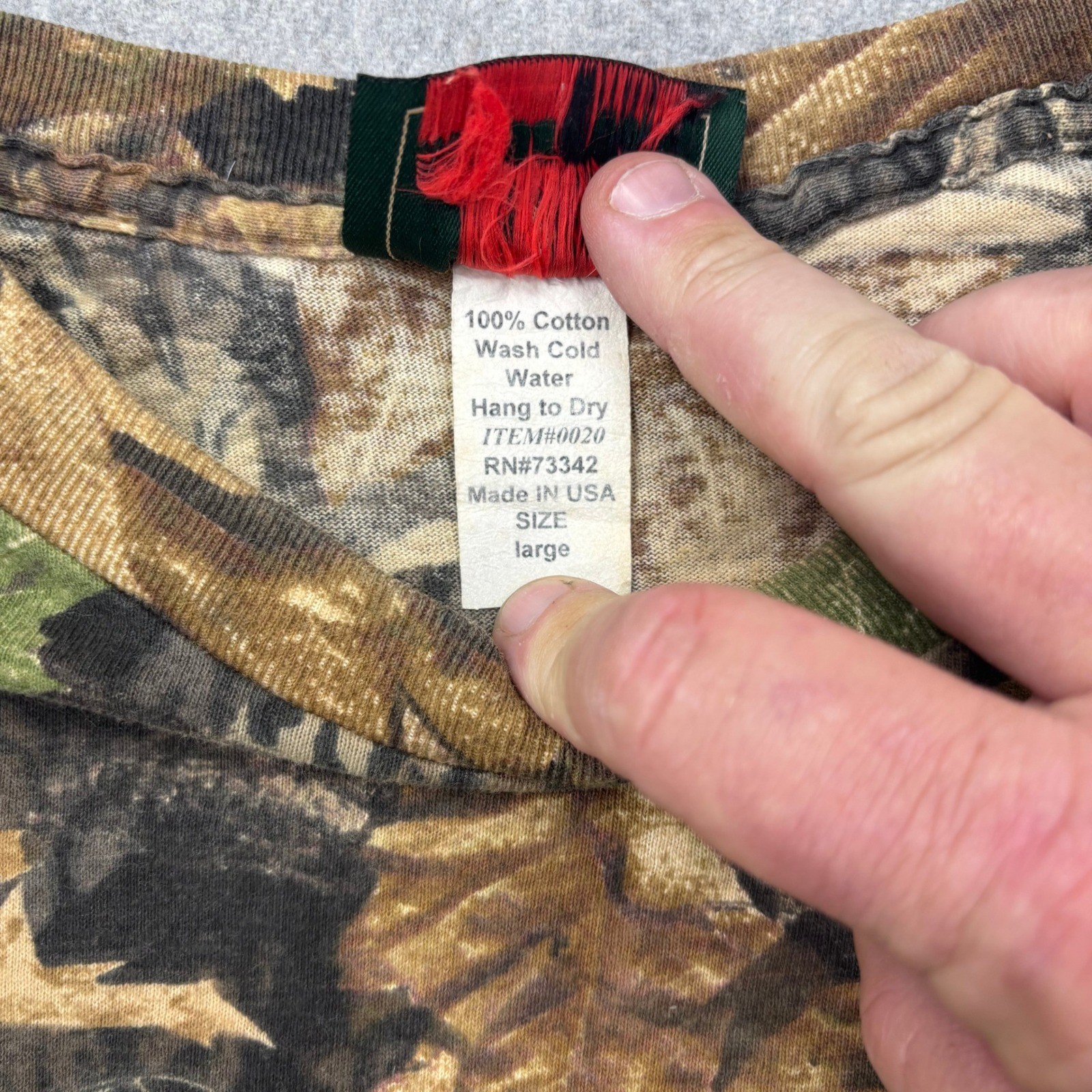 VTG 90s Mossy Oak Camo Long Sleeve Shirt Mens L Forest Floor USA Single Stitch