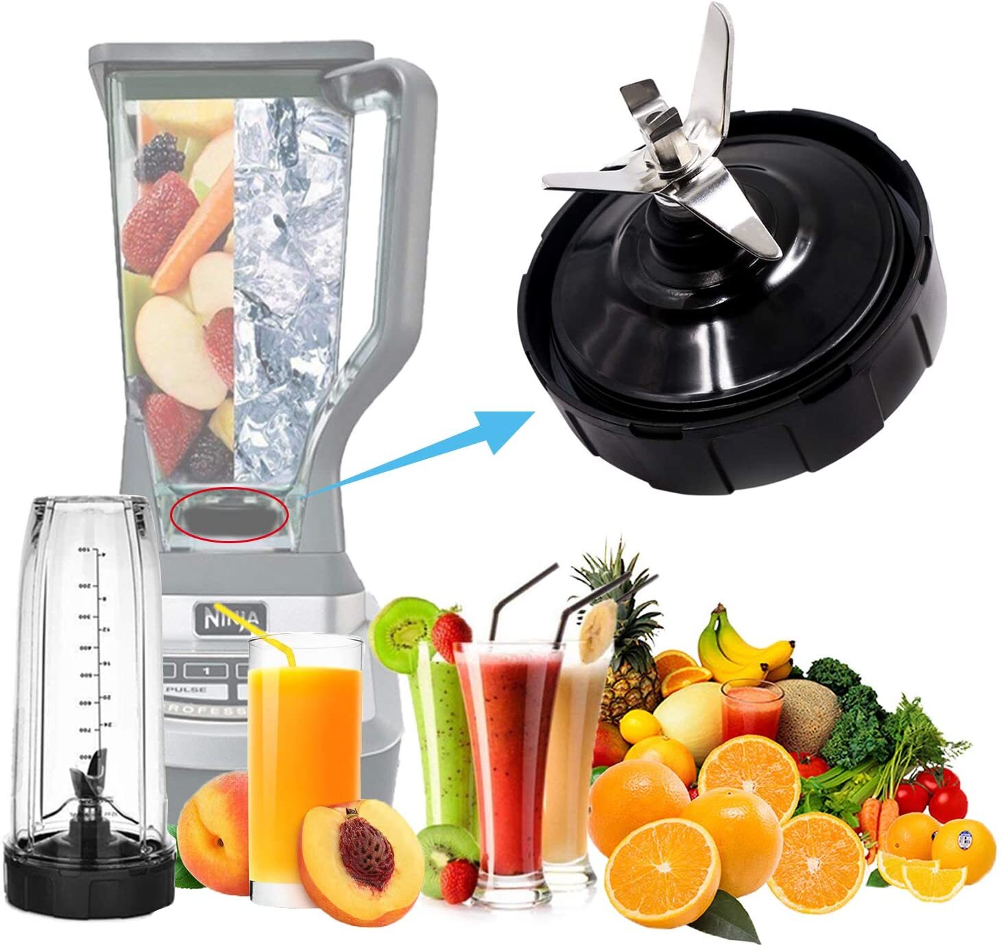 Replacement Extractor 7 Fin Blade Compatible with Nutri Ninja Auto IQ Blenders