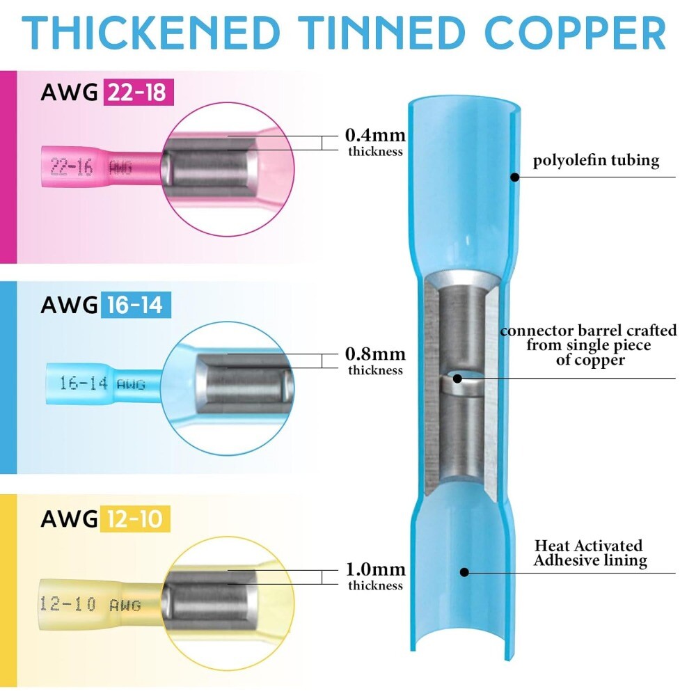 320/120Pcs Heat Shrink Wire Connectors Marine Automotive Waterproof Terminals