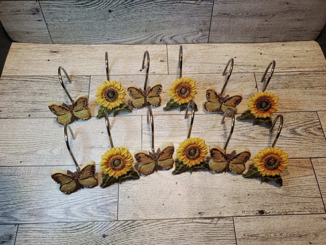 Butterfly Sunflower Shower Hooks 12pc