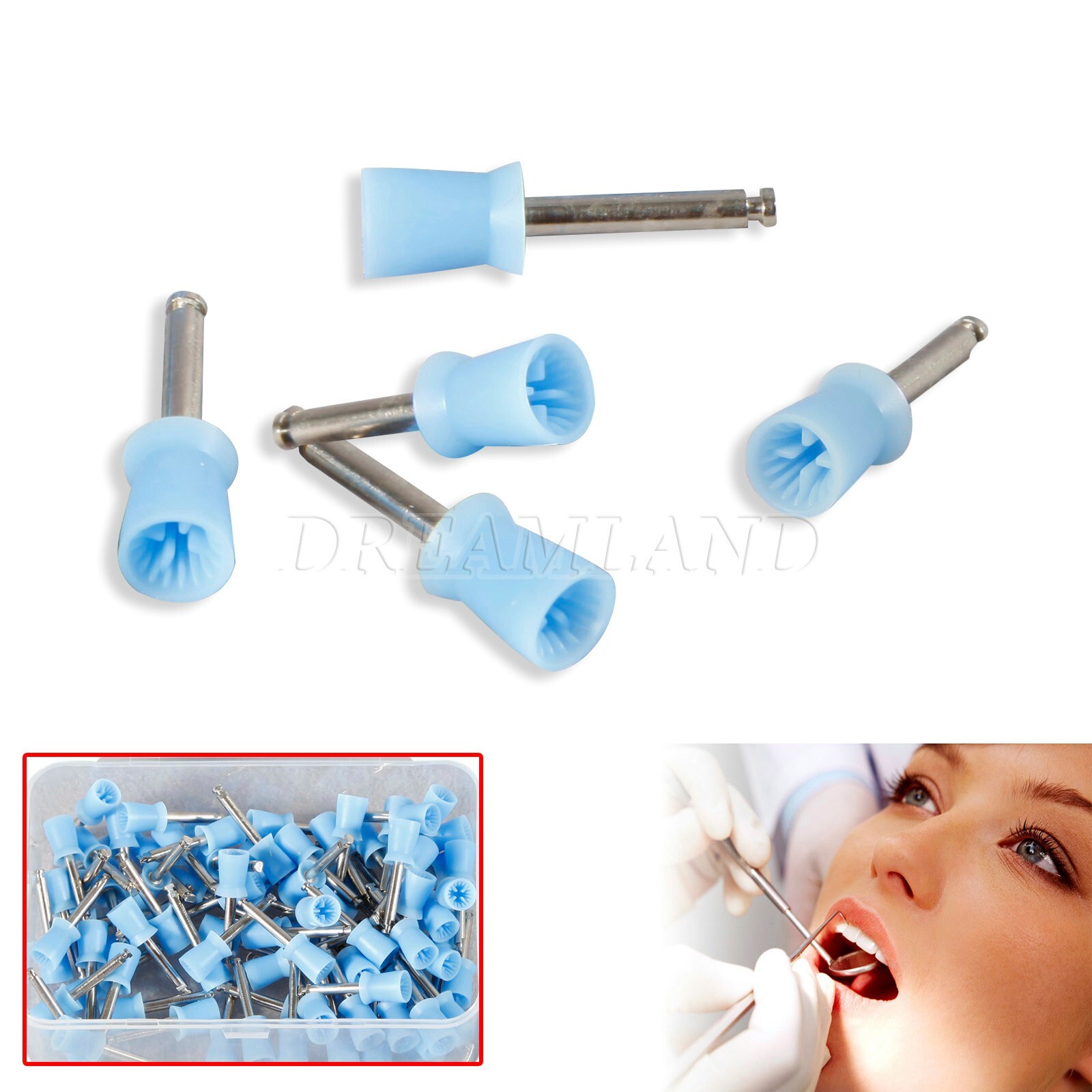 100 pcs Dental Polishing Polish Prophy Cups Latch Type Brushes Polisher cup Blue