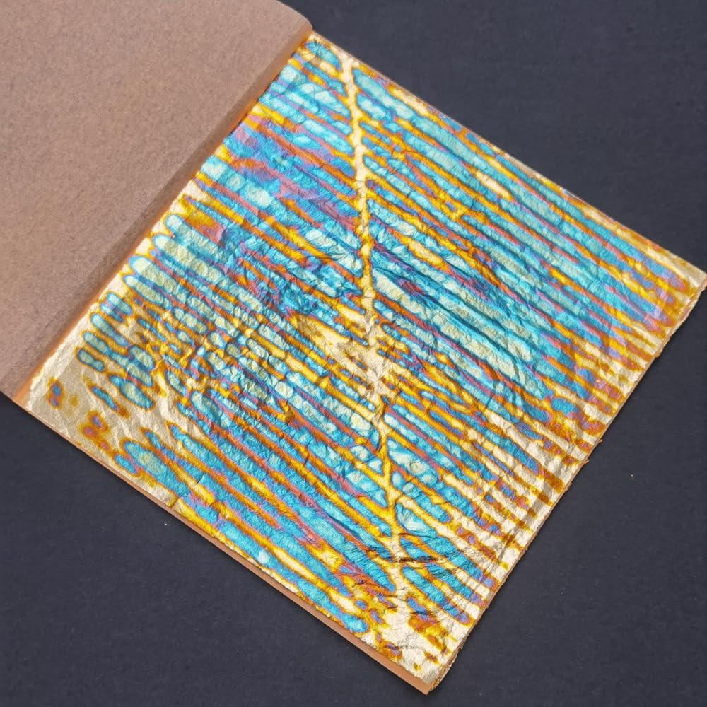 5.5" x 5.5" Imitation Gold Foil Variegated Metallic Leaf 25 Sheets for Arts a...