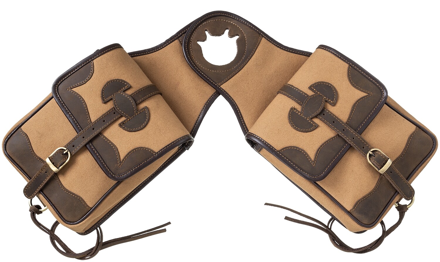 Western Saddle Canvas Horn Bag - Canvas with Leather Accents - Black, Tan - Sage