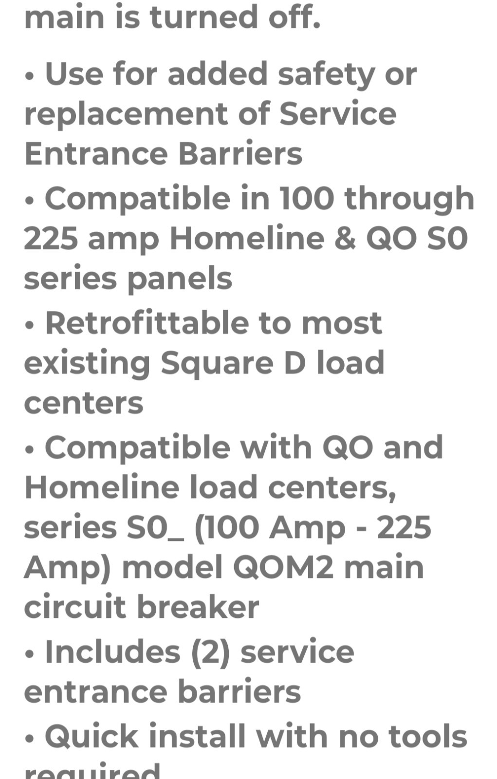 6 PACKS + 2 Bonus Packs Square D 100 AMP- 225 AMP Service Entrance Barriers