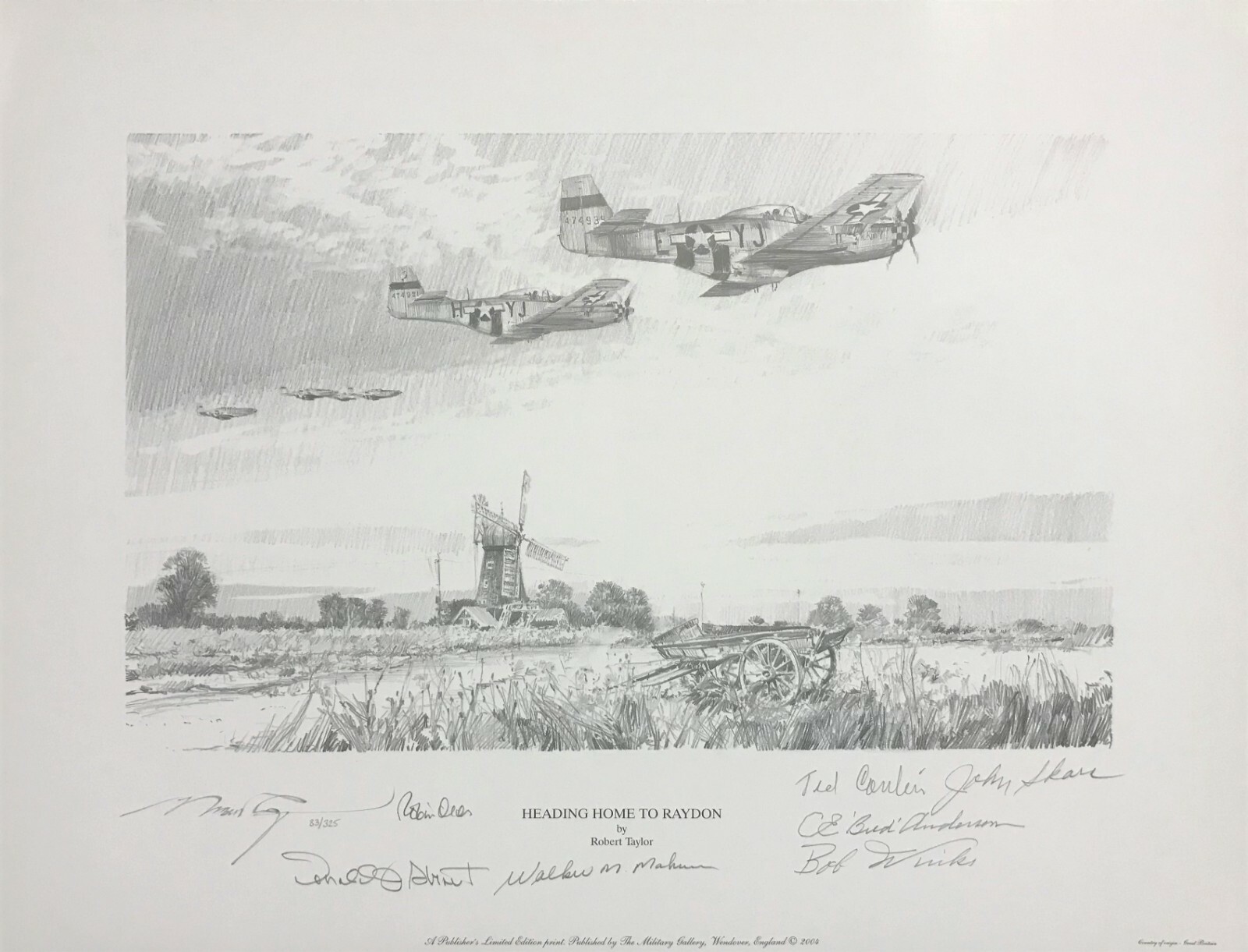 Heading Home to Raydon by Robert Taylor signed by Bud Mahurin and US Aces