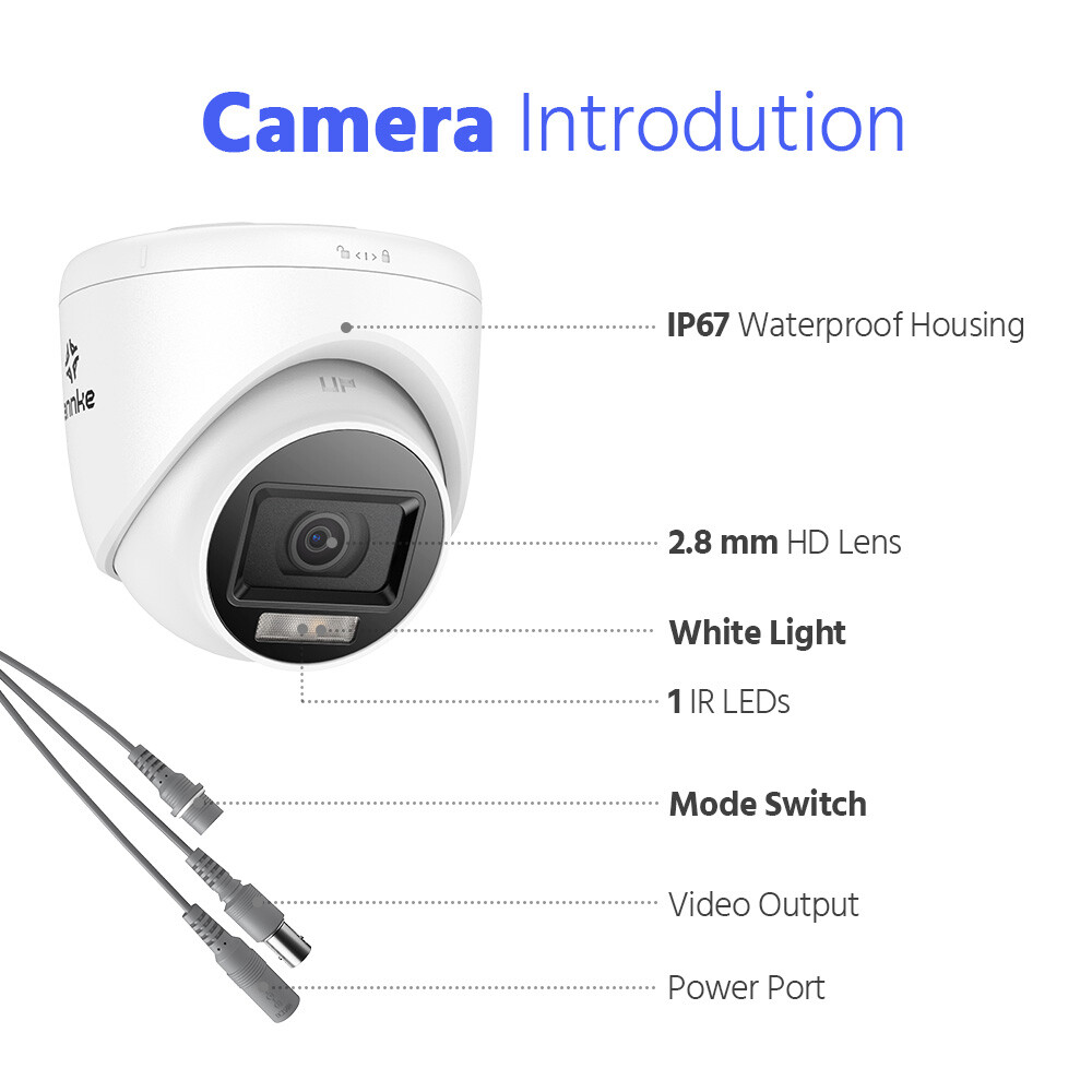 ANNKE 4IN1 4K Wired CCTV Security Camera 8MP AI Color Night Vision Outdoor IP67