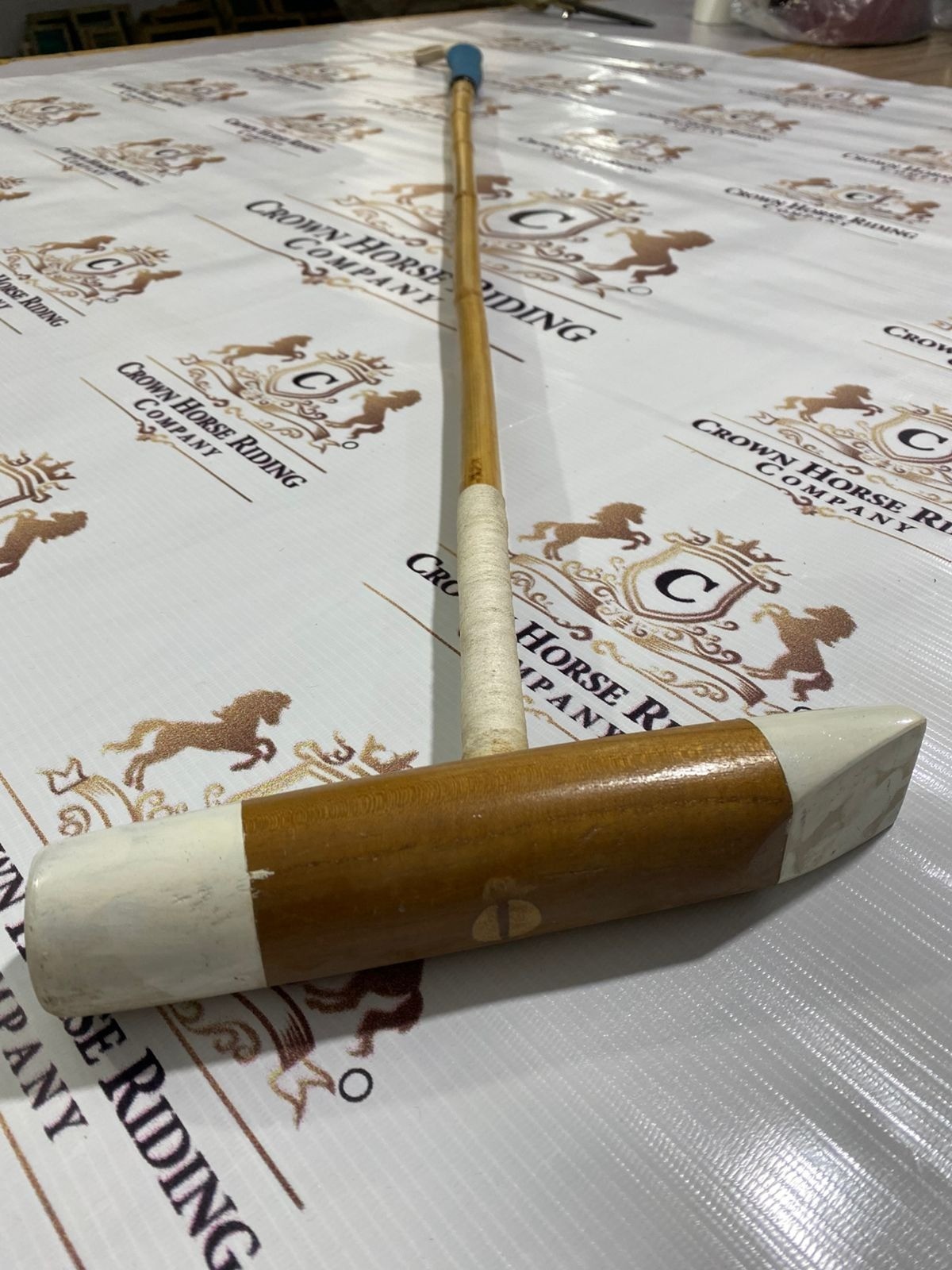 2 Polo Sticks 52" Mallet Handmade Durable Root Cane Wood Head Skene Vintage