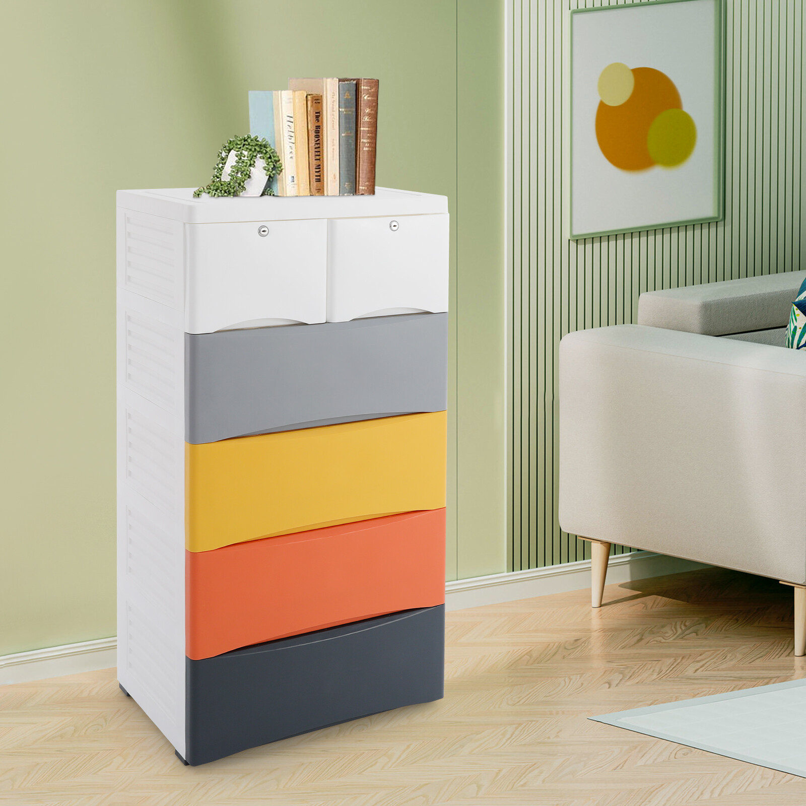 5-Tier Plastic 5 Drawers Dresser Storage Cabinet Bedroom Chest Closet Organizer
