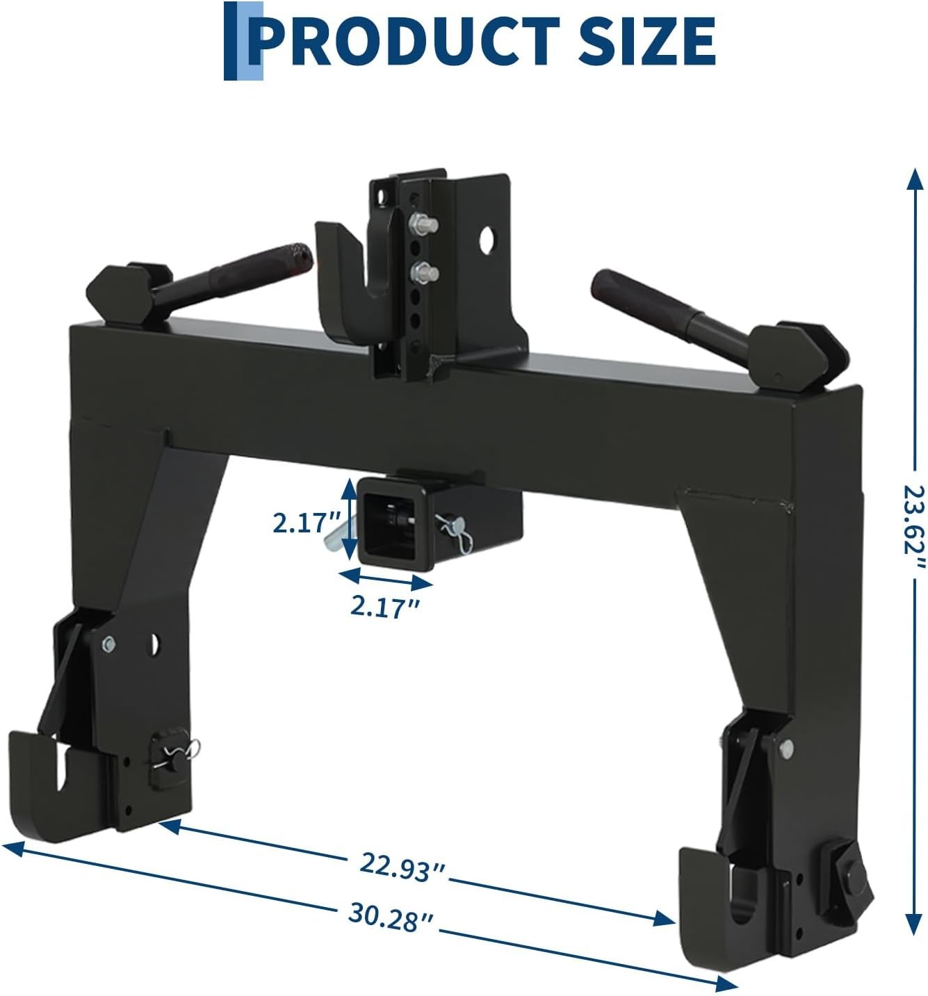 3 Point Quick Hitch For Category 1 Tractors With 2" Receiver Hitch 3000Lbs Black