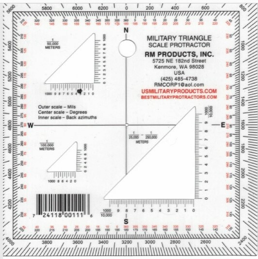 RM PRODUCTS Military Triangular Protractor Scale (Red)